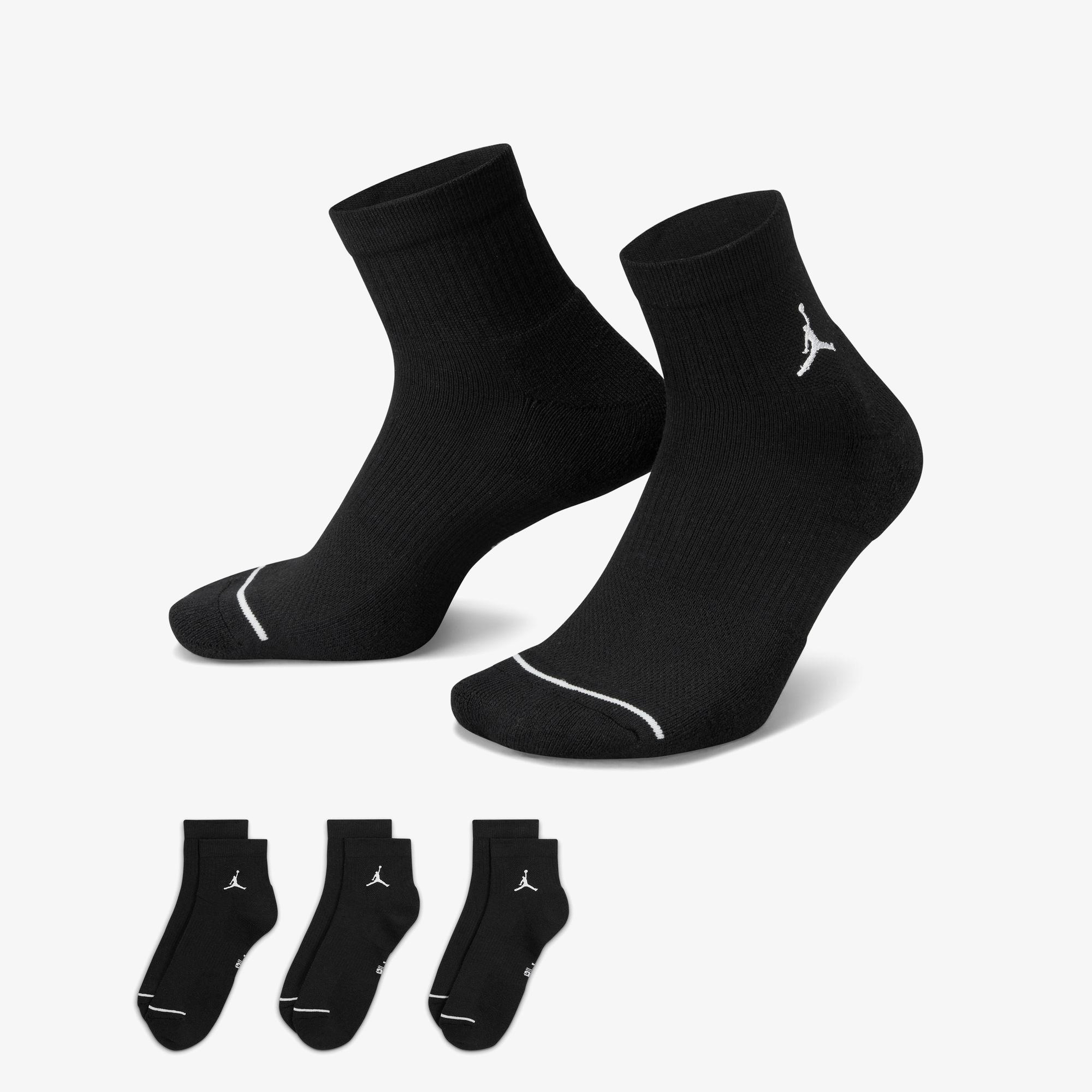 Jordan Cush Poly 3' lü Unisex Siyah Çorap