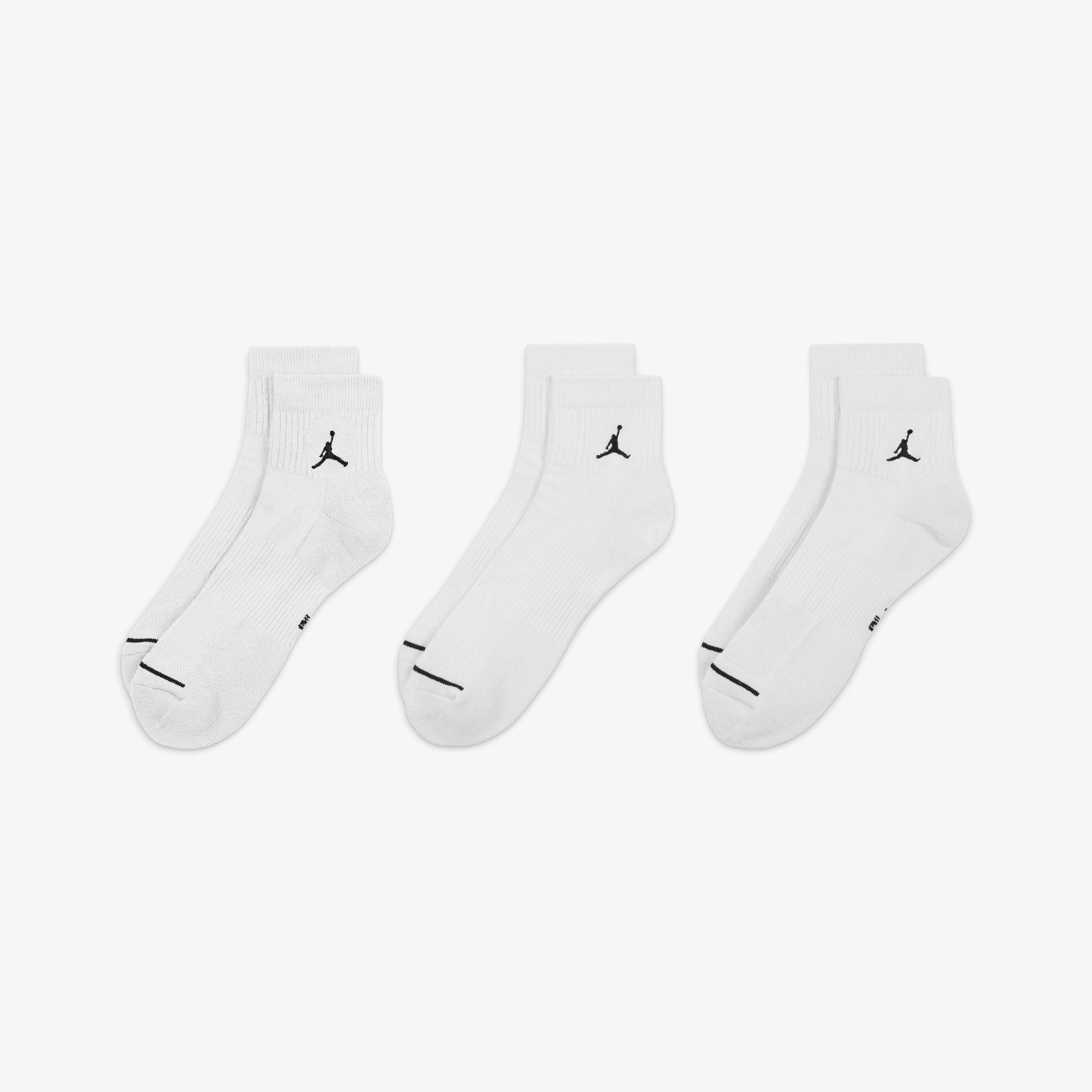 Jordan Cush Poly 3' lü Unisex Beyaz Çorap