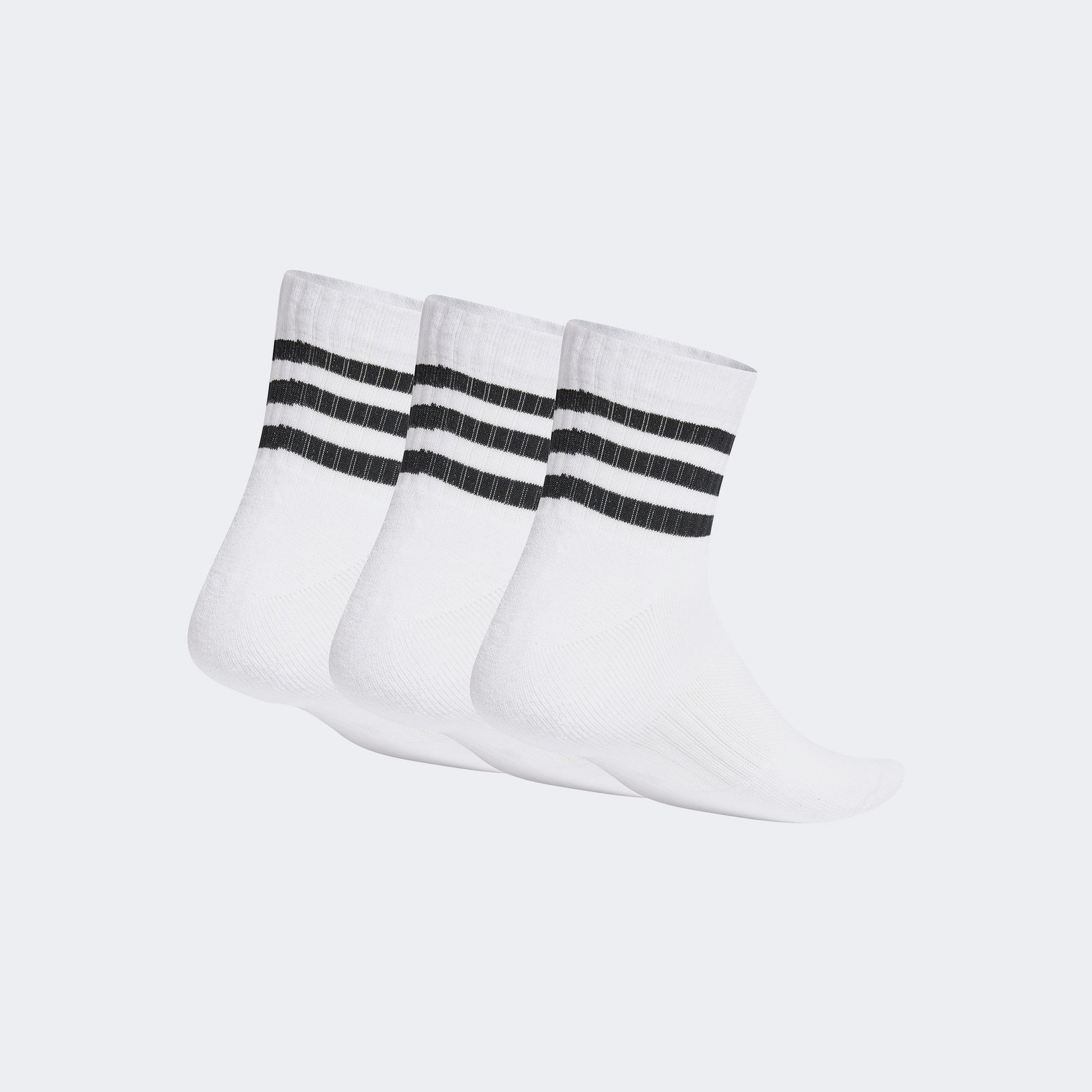 adidas Stripes Cushioned Sportswear Bilek Boy 3' lü Unisex Beyaz Çorap