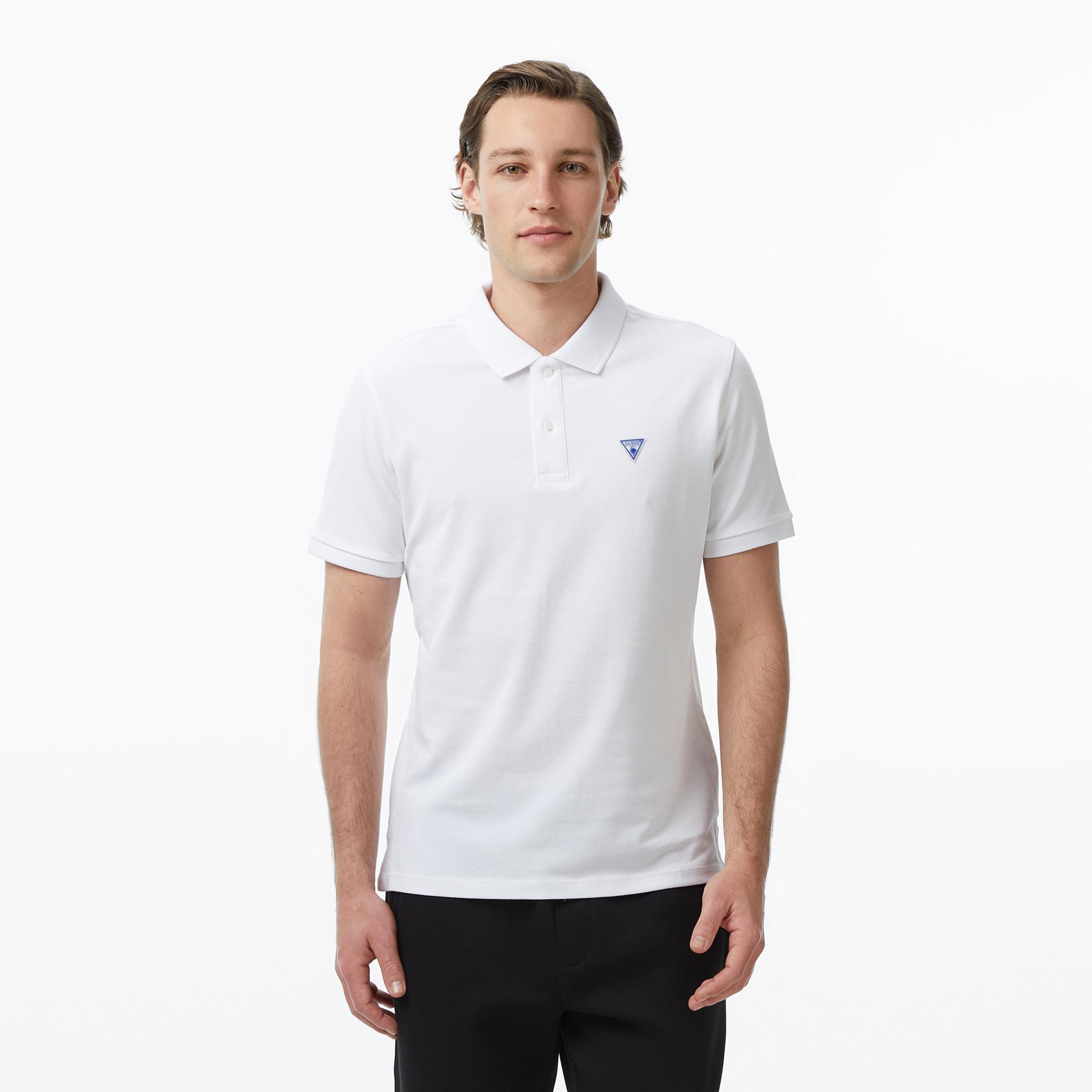 Guess Piquet Regular Fit Erkek Beyaz Polo