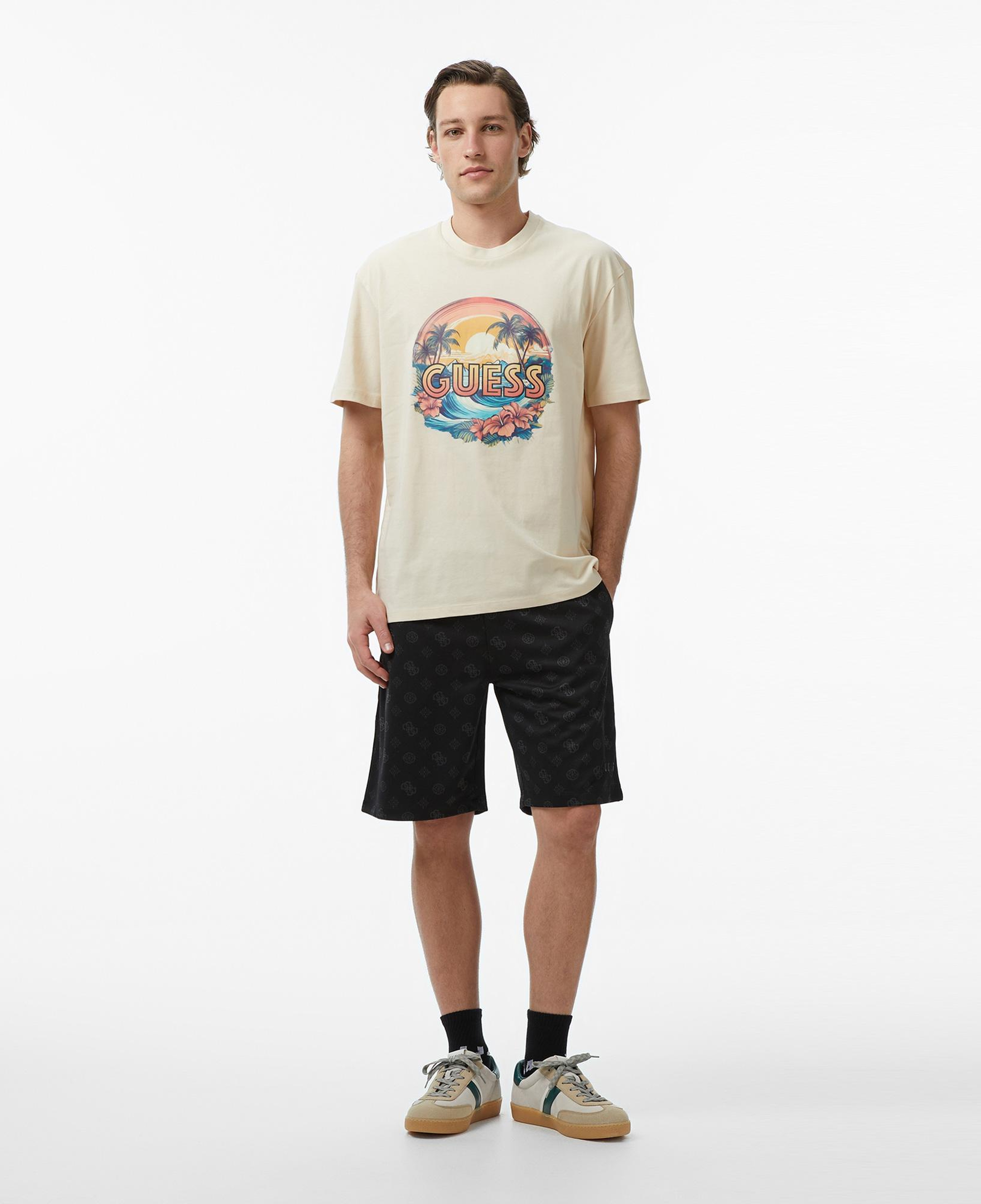 Guess Exotic Regular Fit Erkek Krem T-Shirt