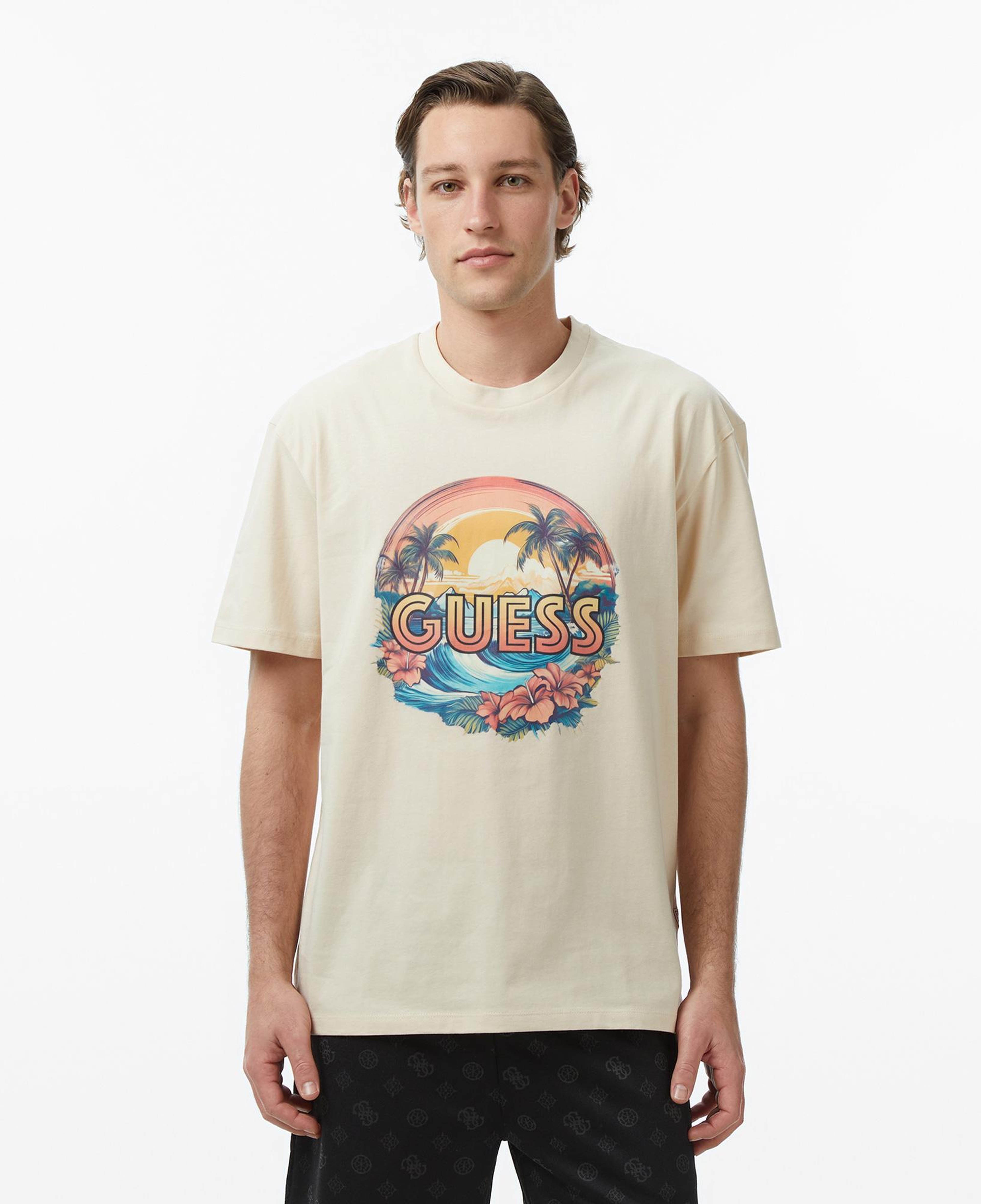 Guess Exotic Regular Fit Erkek Krem T-Shirt