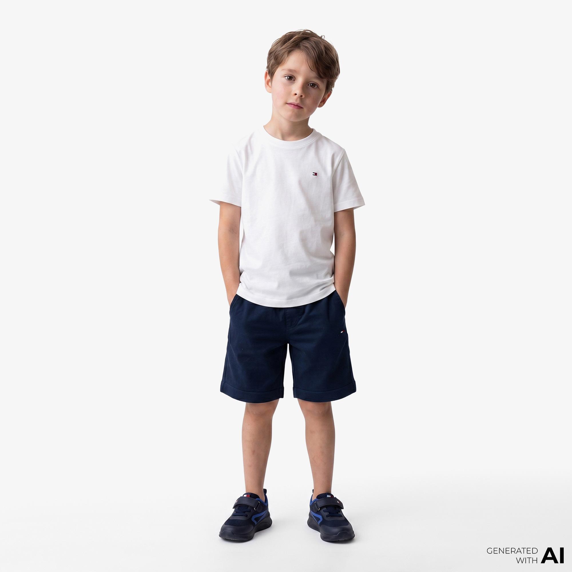 Tommy Hilfiger Essentials Çocuk Beyaz Crop T-Shirt