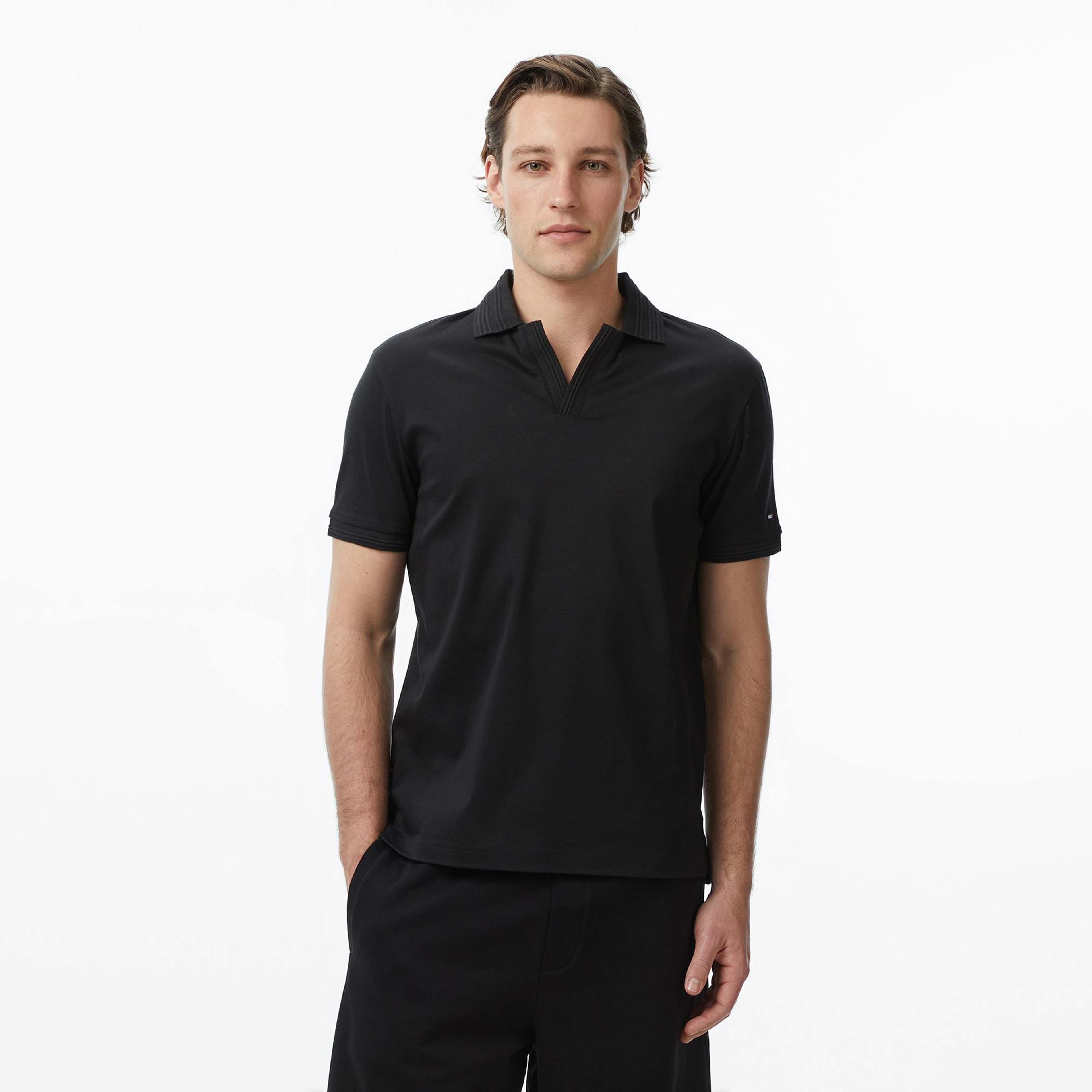 Tommy Hilfiger Erkek Siyah Polo Yaka T-Shirt