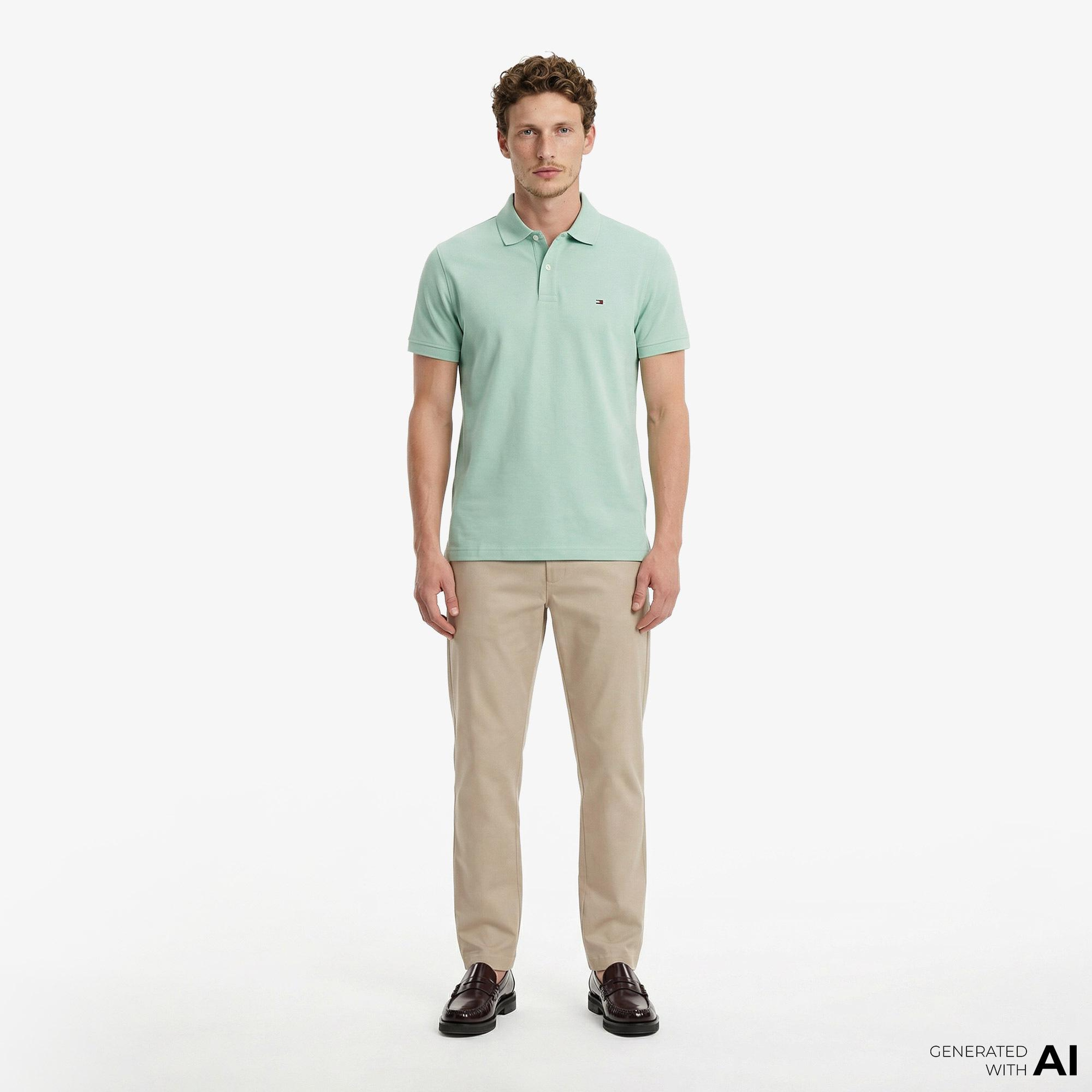 Tommy Hilfiger Core Essentials Erkek Yeşil Polo Yaka T-Shirt