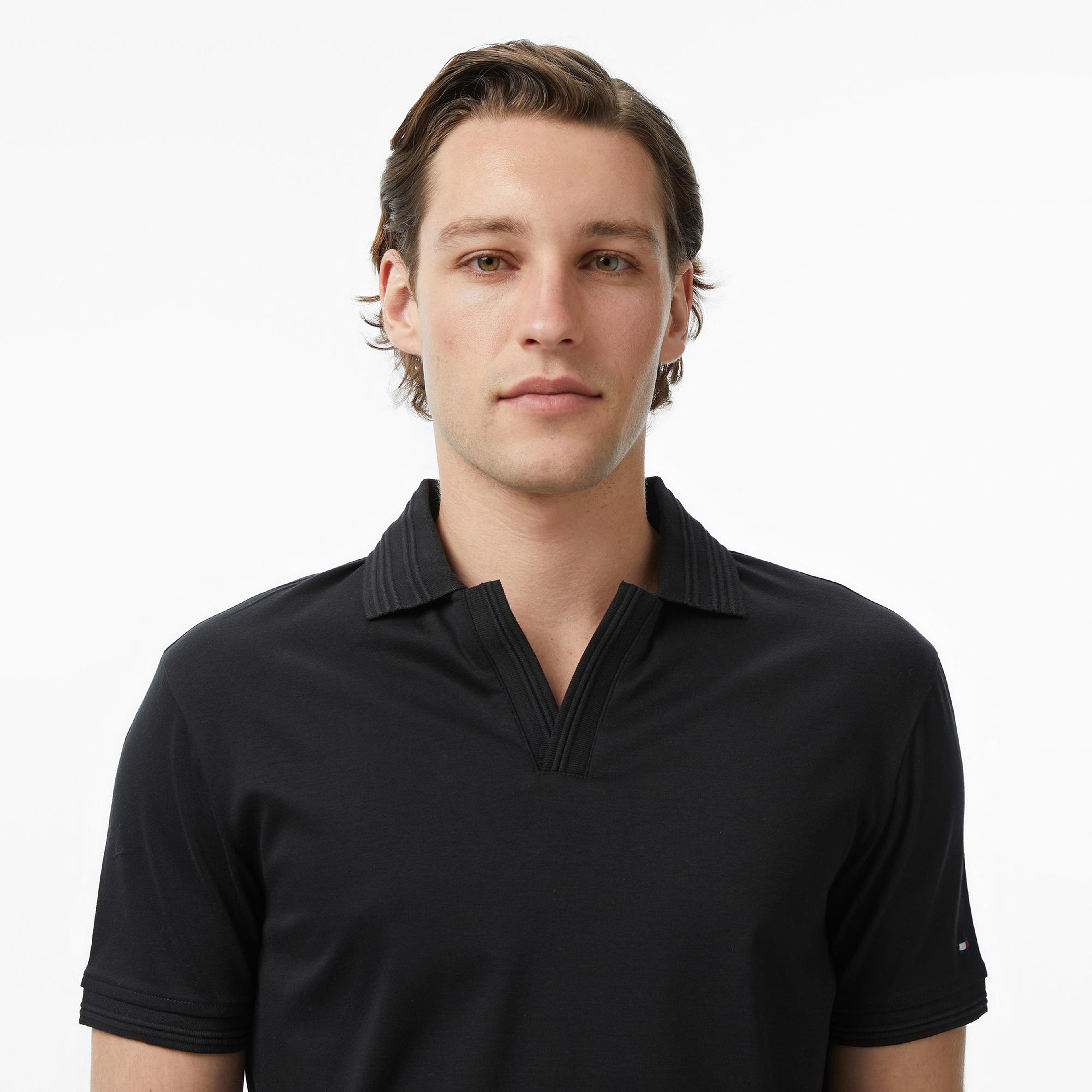 Tommy Hilfiger Erkek Siyah Polo Yaka T-Shirt