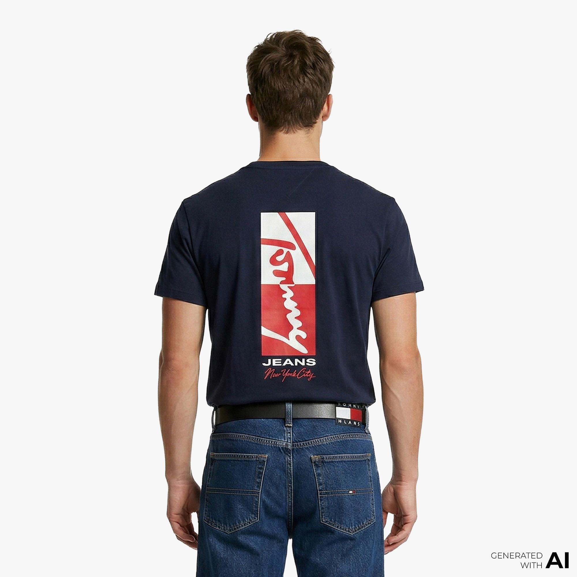 Tommy Hilfiger Signature Erkek Lacivert T-Shirt