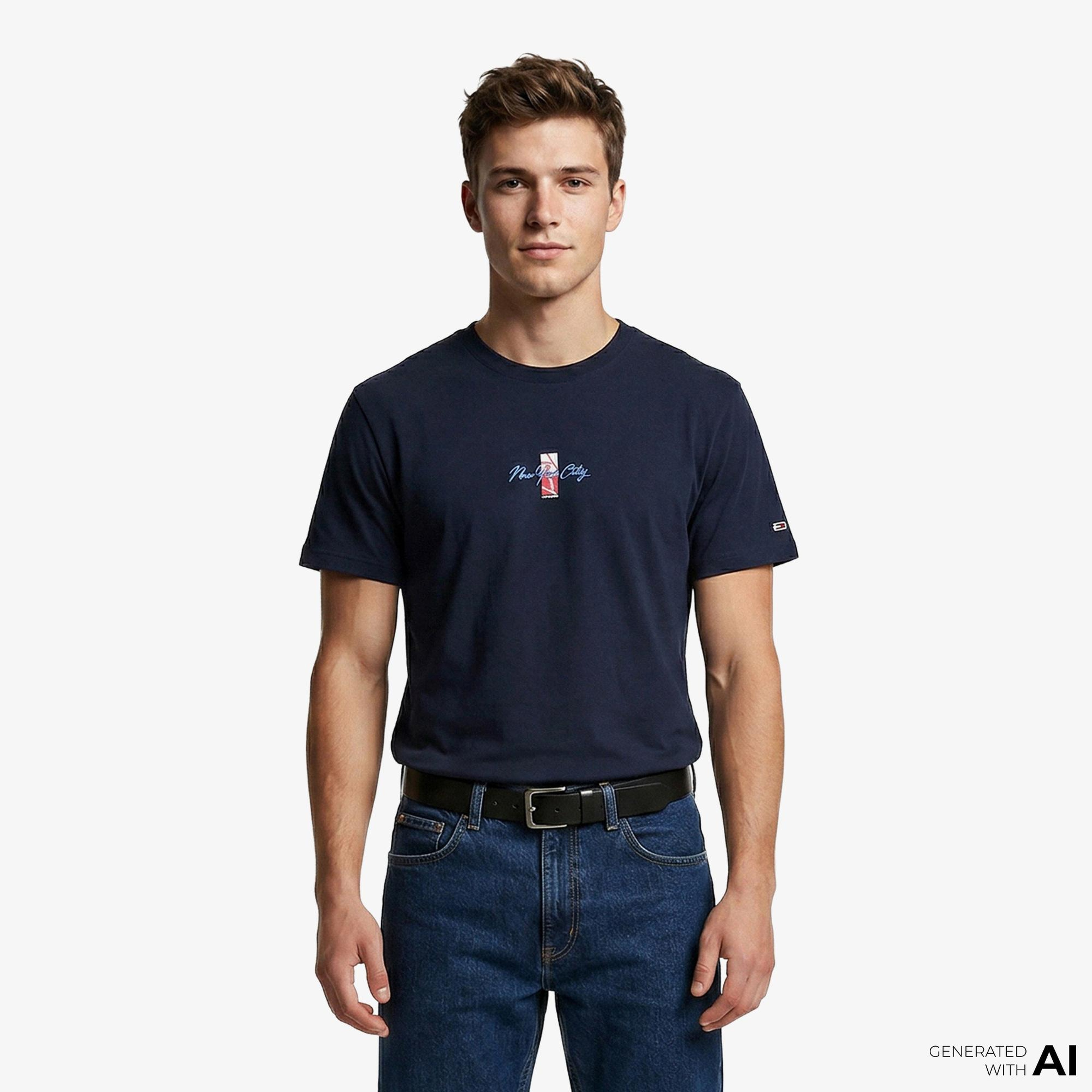 Tommy Hilfiger Signature Erkek Lacivert T-Shirt