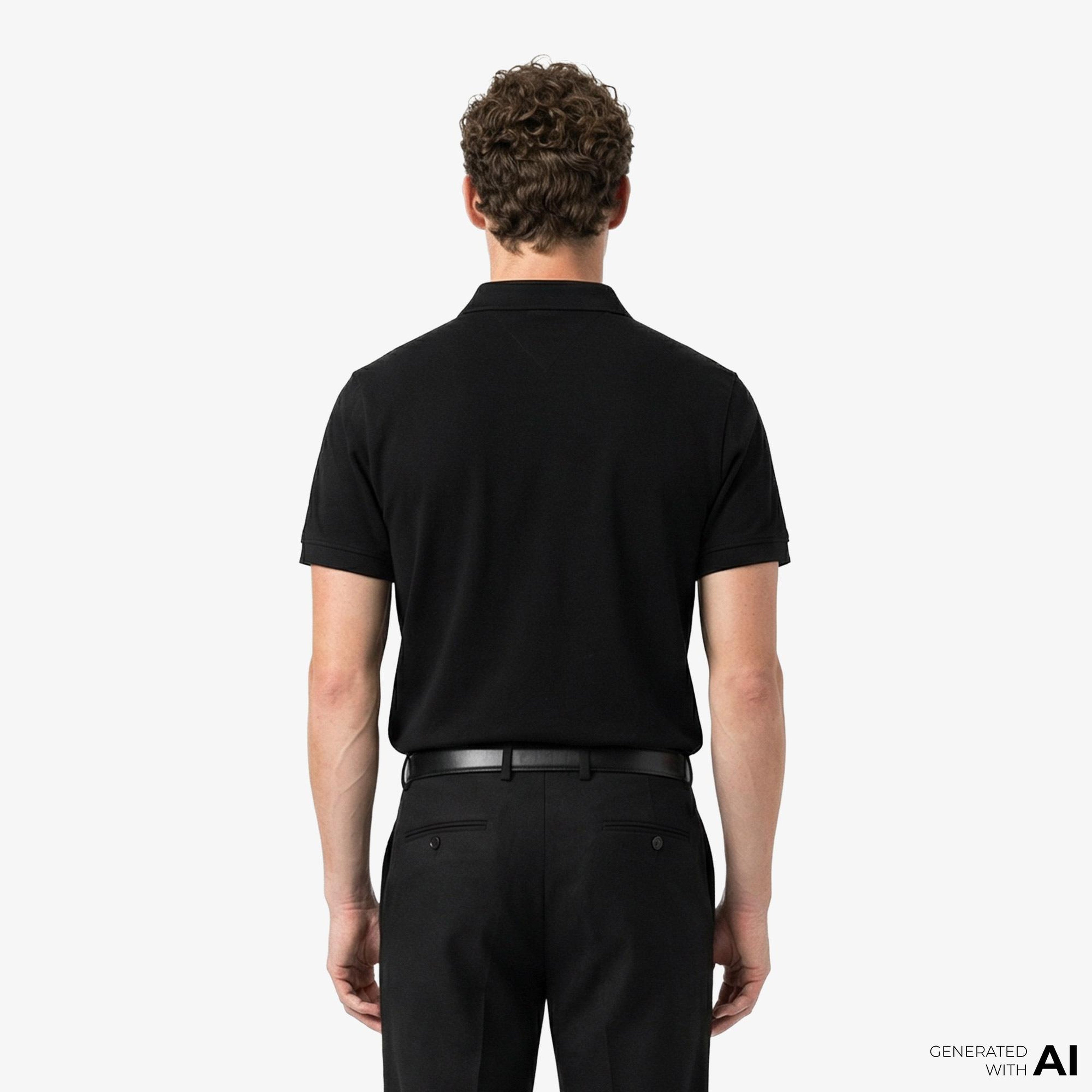 Tommy Hilfiger Classic Flag Erkek Siyah Polo Yaka T-Shirt