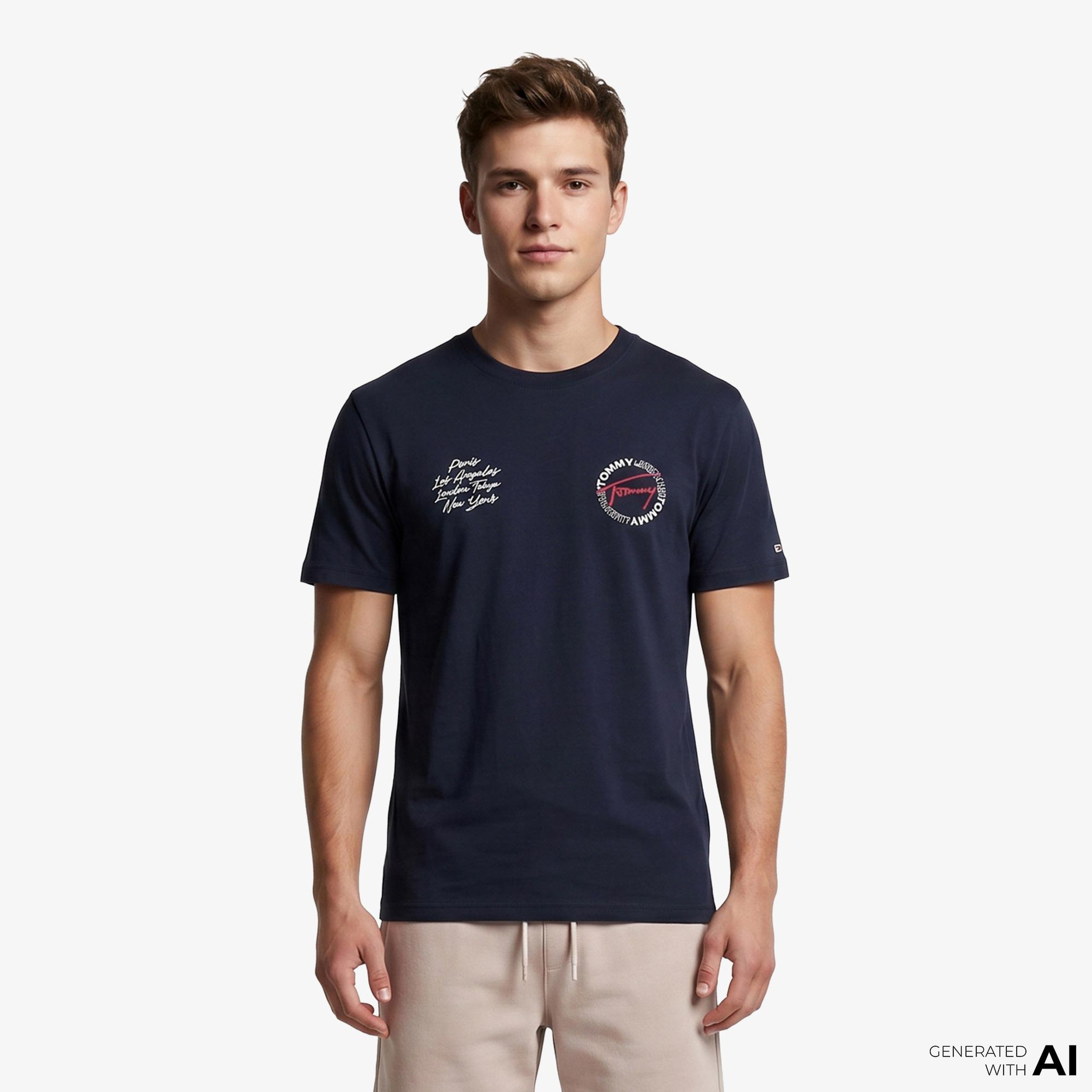 Tommy Hilfiger Signature Erkek Lacivert T-Shirt