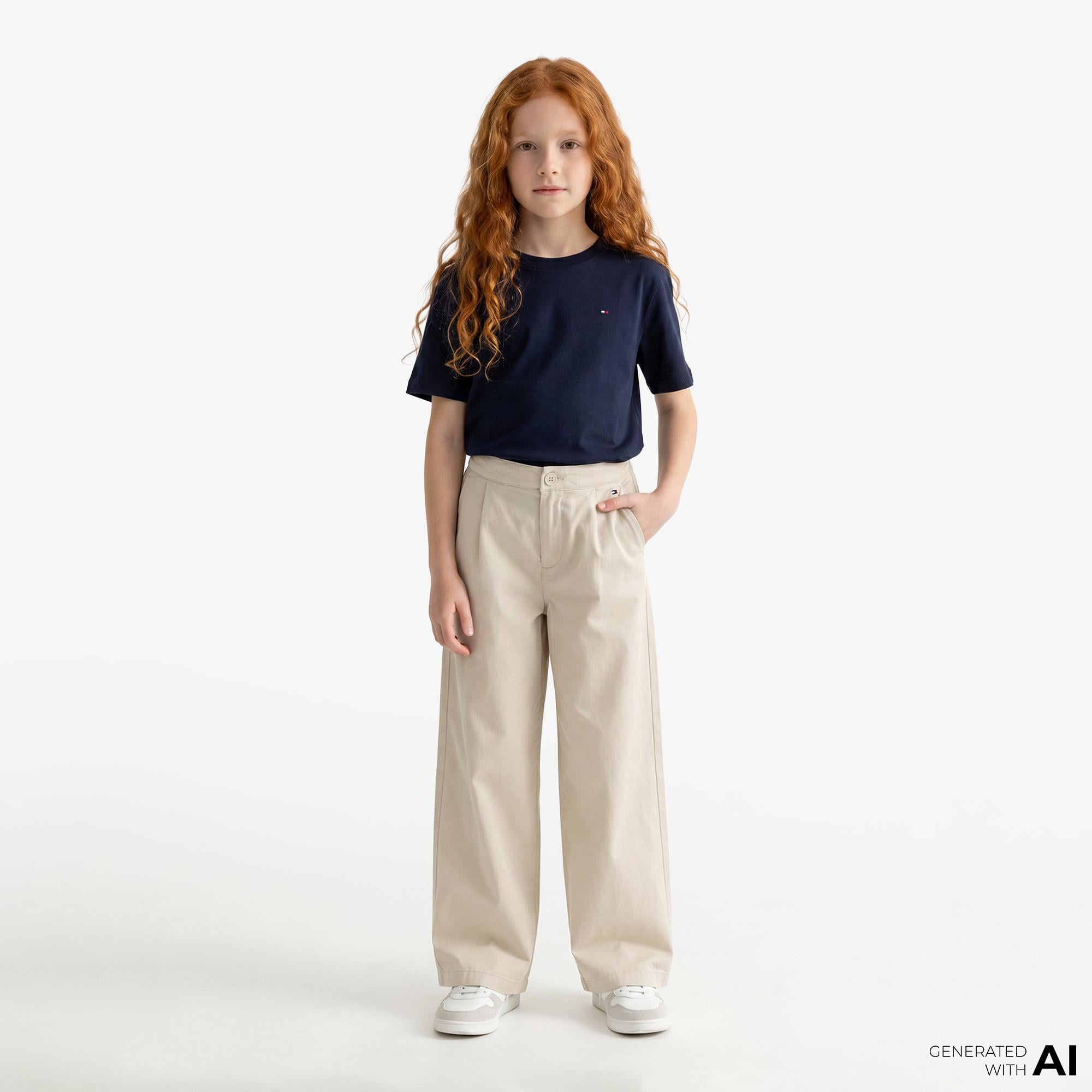 Tommy Hilfiger Essentials Çocuk Lacivert Crop T-Shirt