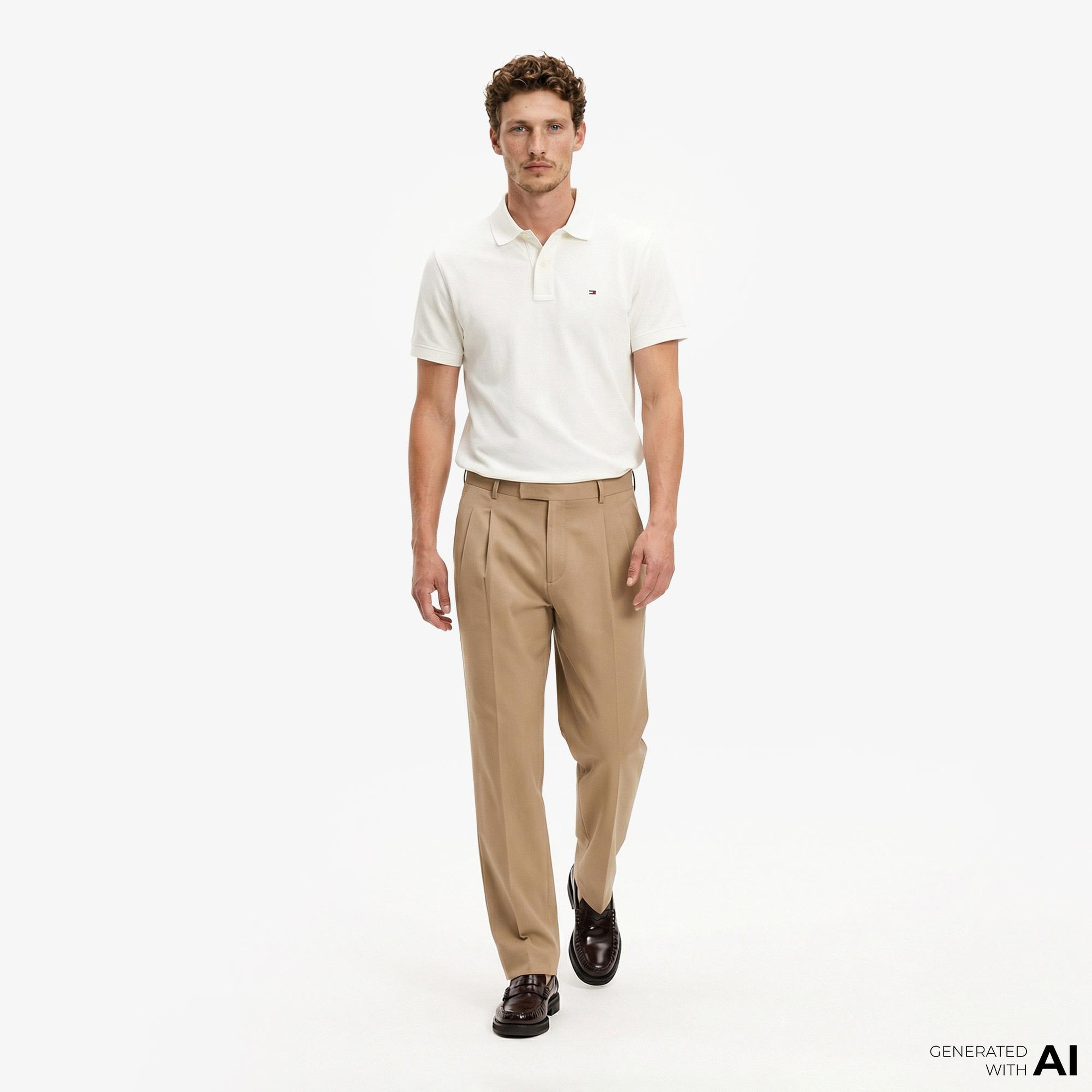 Tommy Hilfiger Classic Flag Erkek Beyaz Polo Yaka T-Shirt