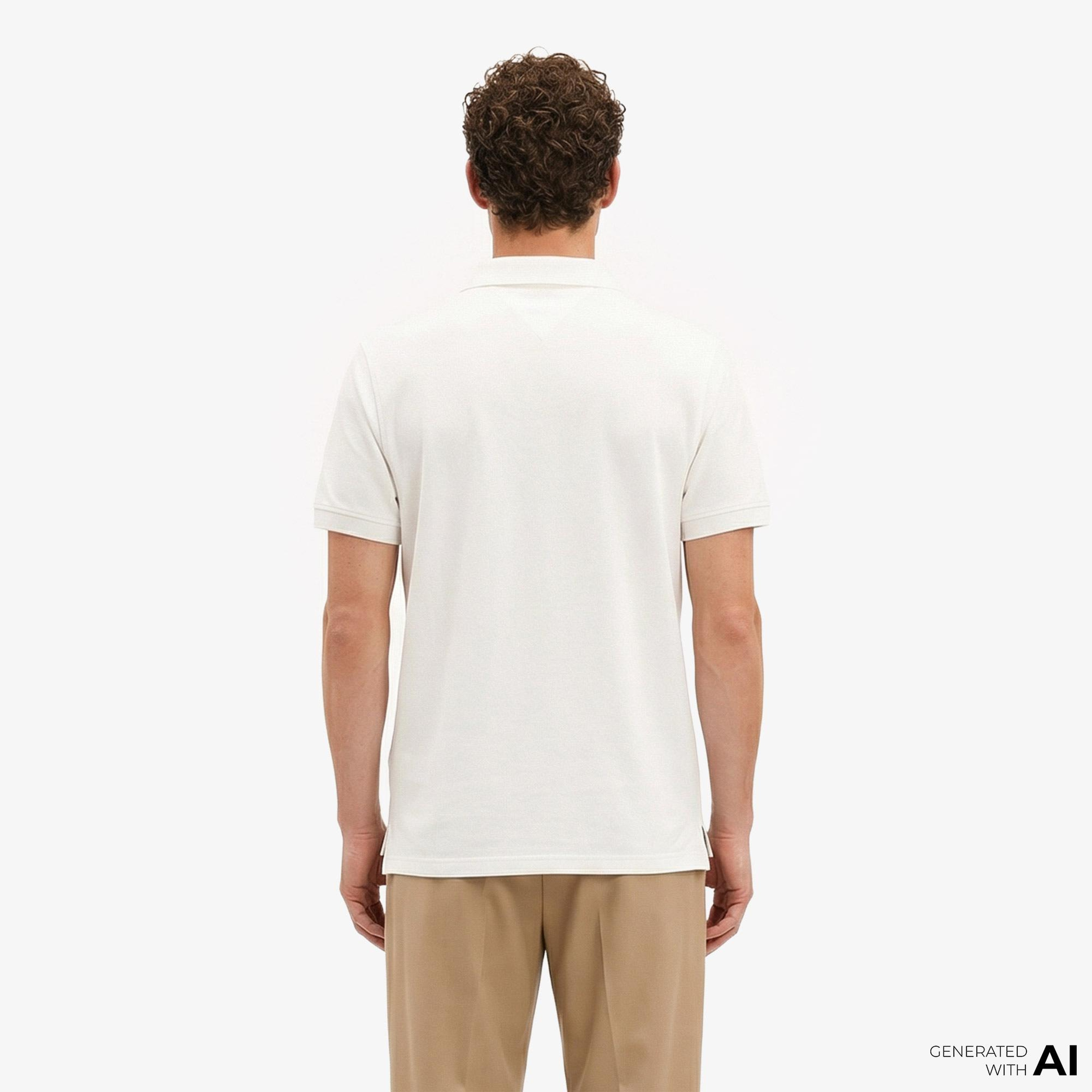 Tommy Hilfiger Classic Flag Erkek Beyaz Polo Yaka T-Shirt