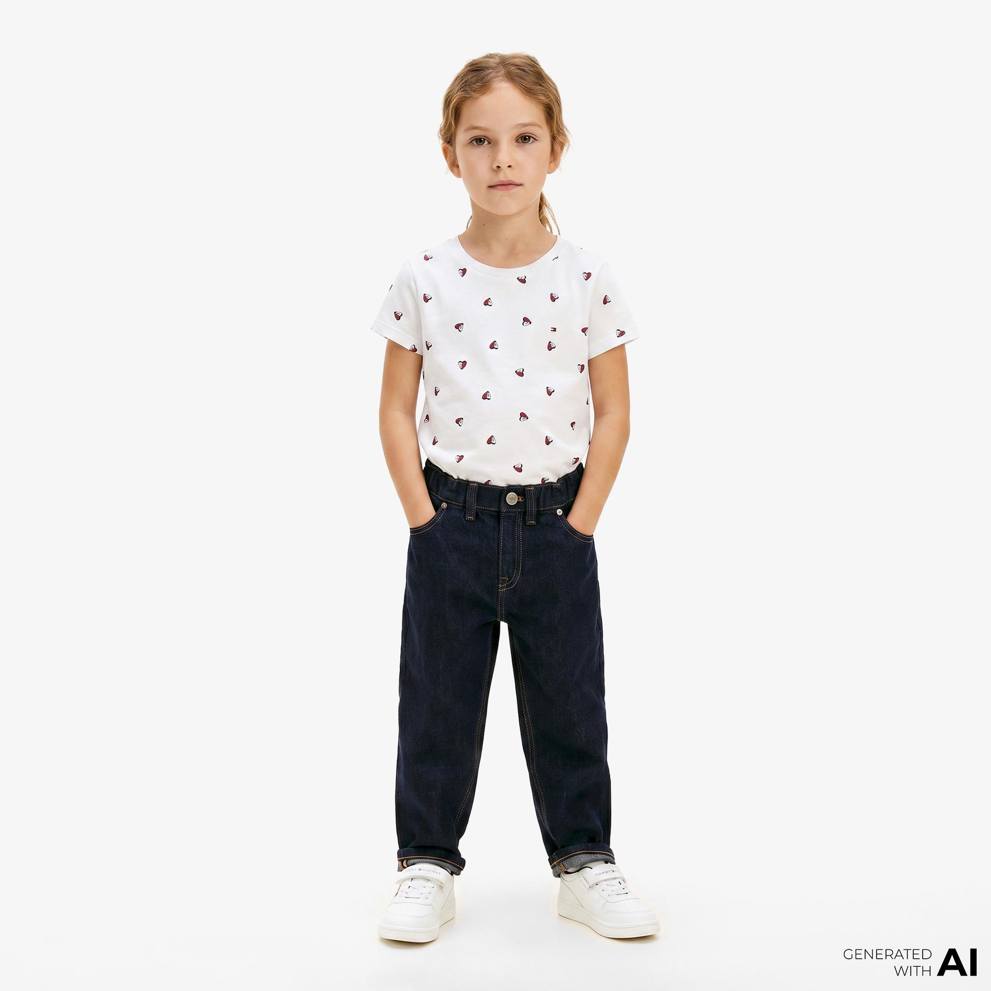Tommy Hilfiger Little Çocuk Beyaz Crop T-Shirt