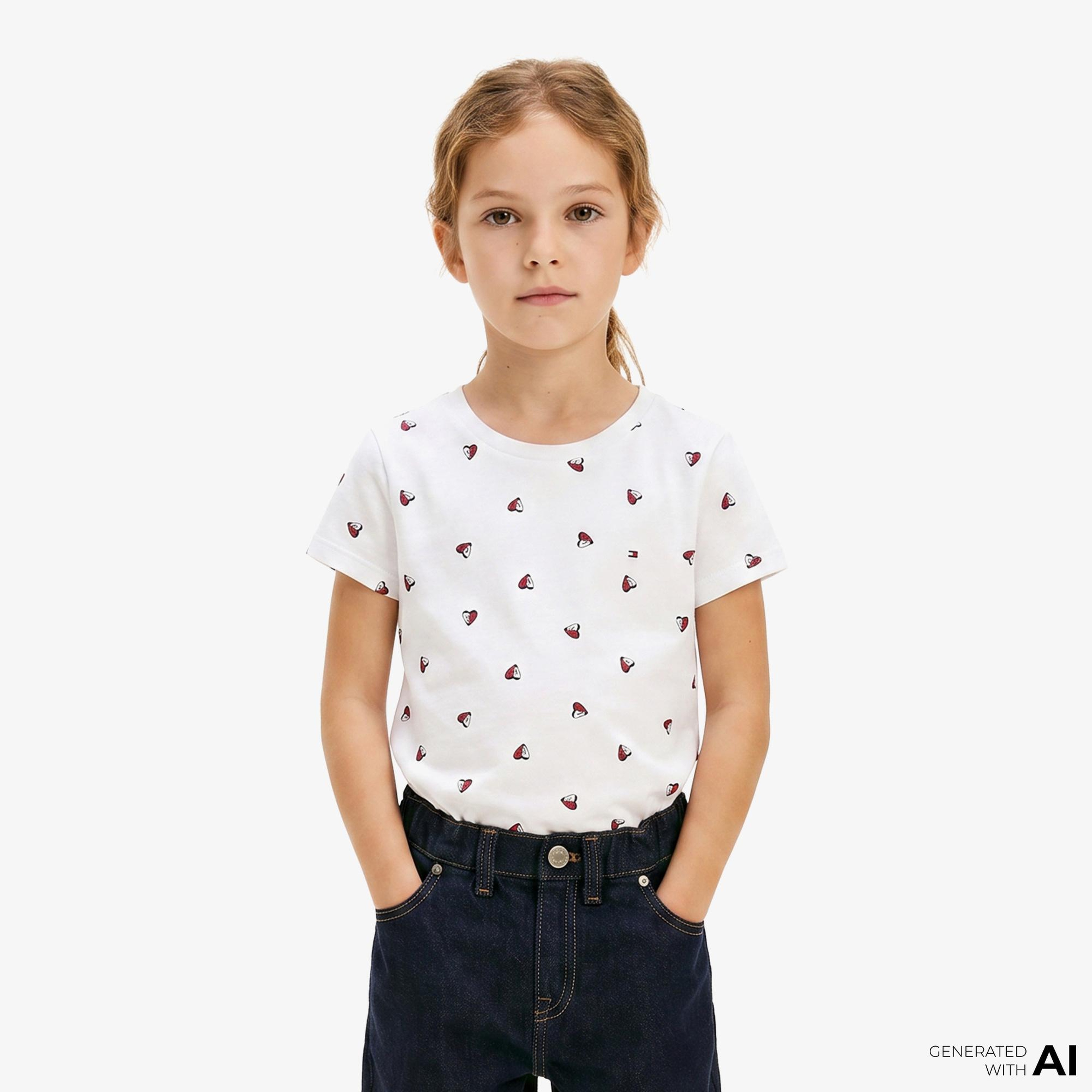 Tommy Hilfiger Little Çocuk Beyaz Crop T-Shirt