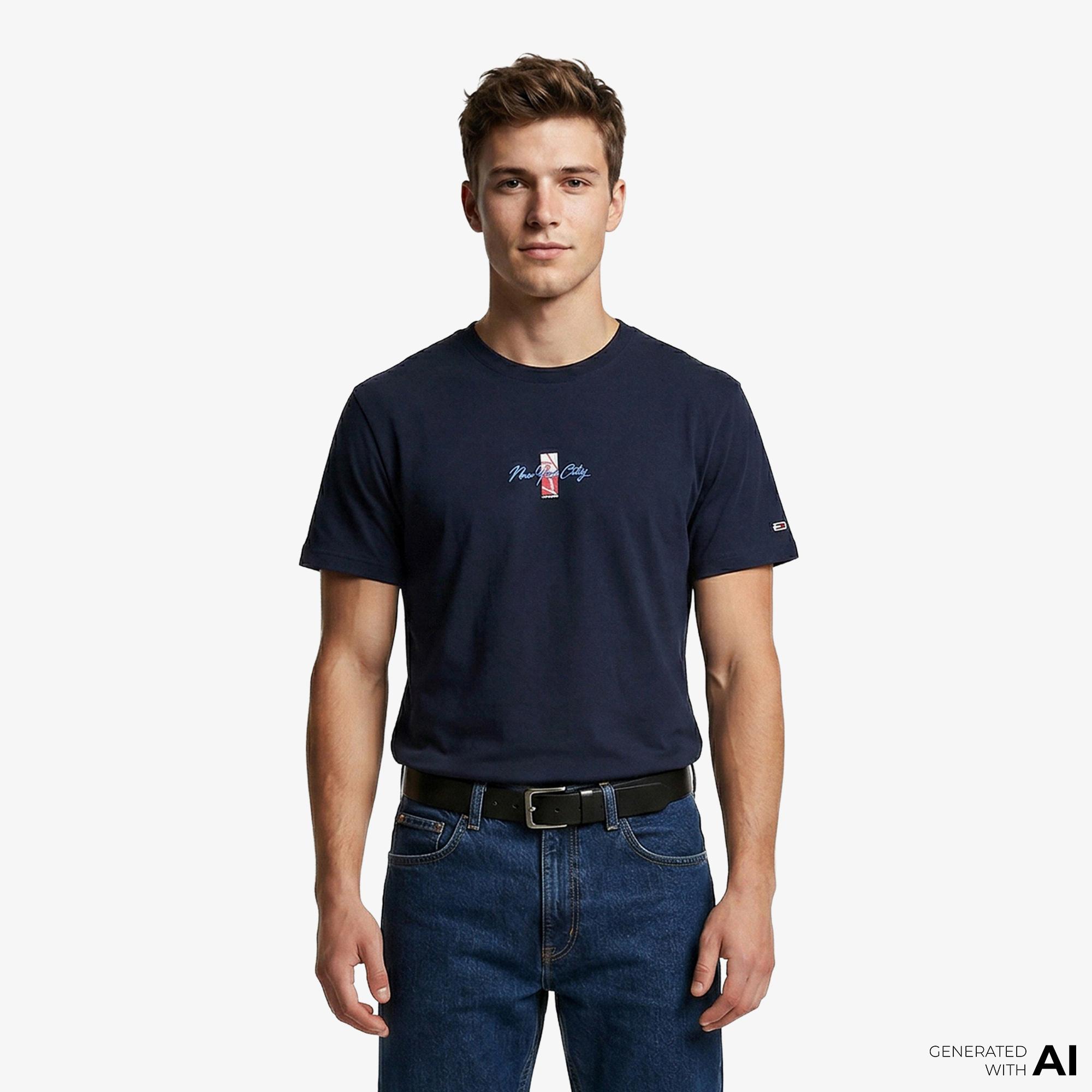 Tommy Hilfiger Signature Erkek Lacivert T-Shirt