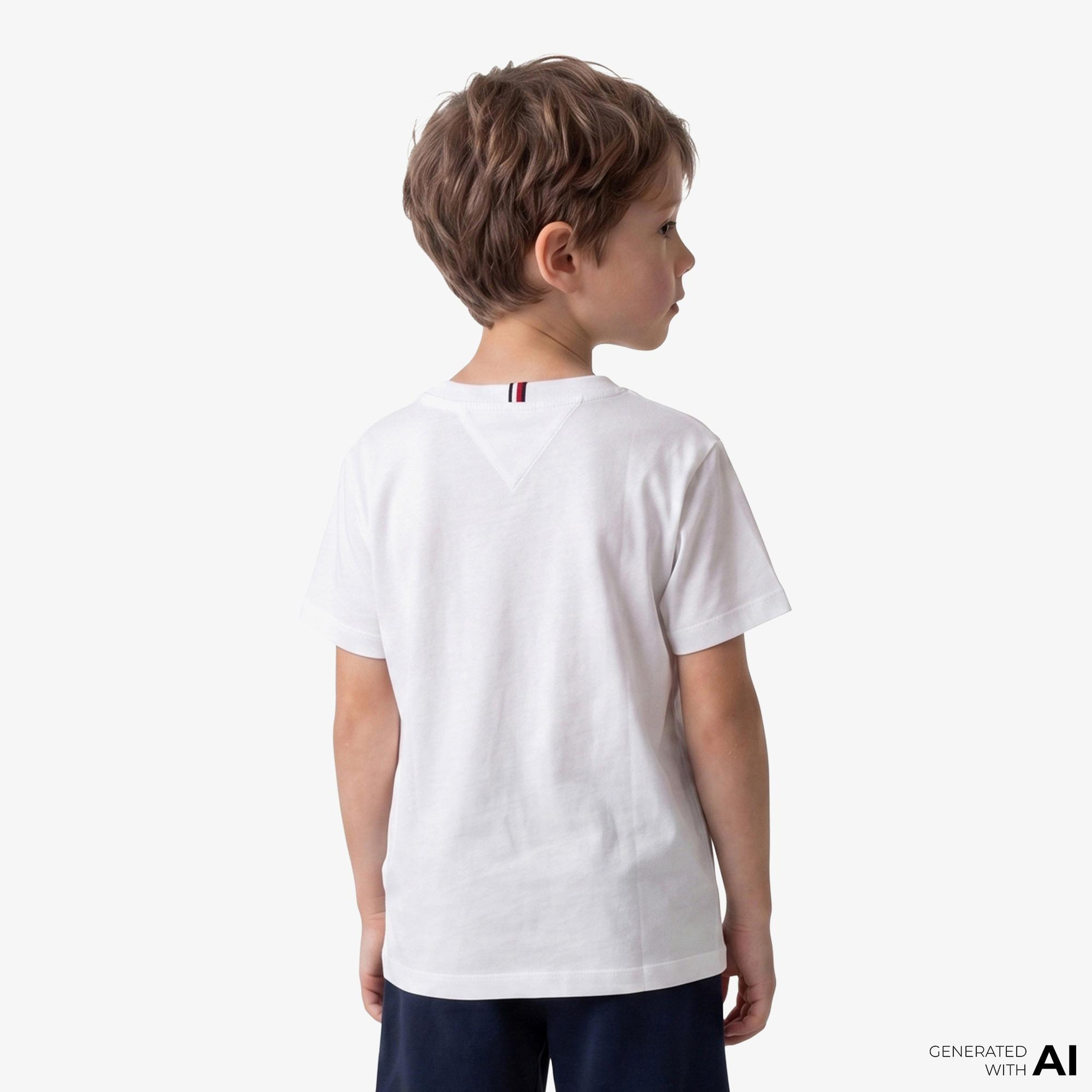 Tommy Hilfiger Essentials Çocuk Beyaz Crop T-Shirt