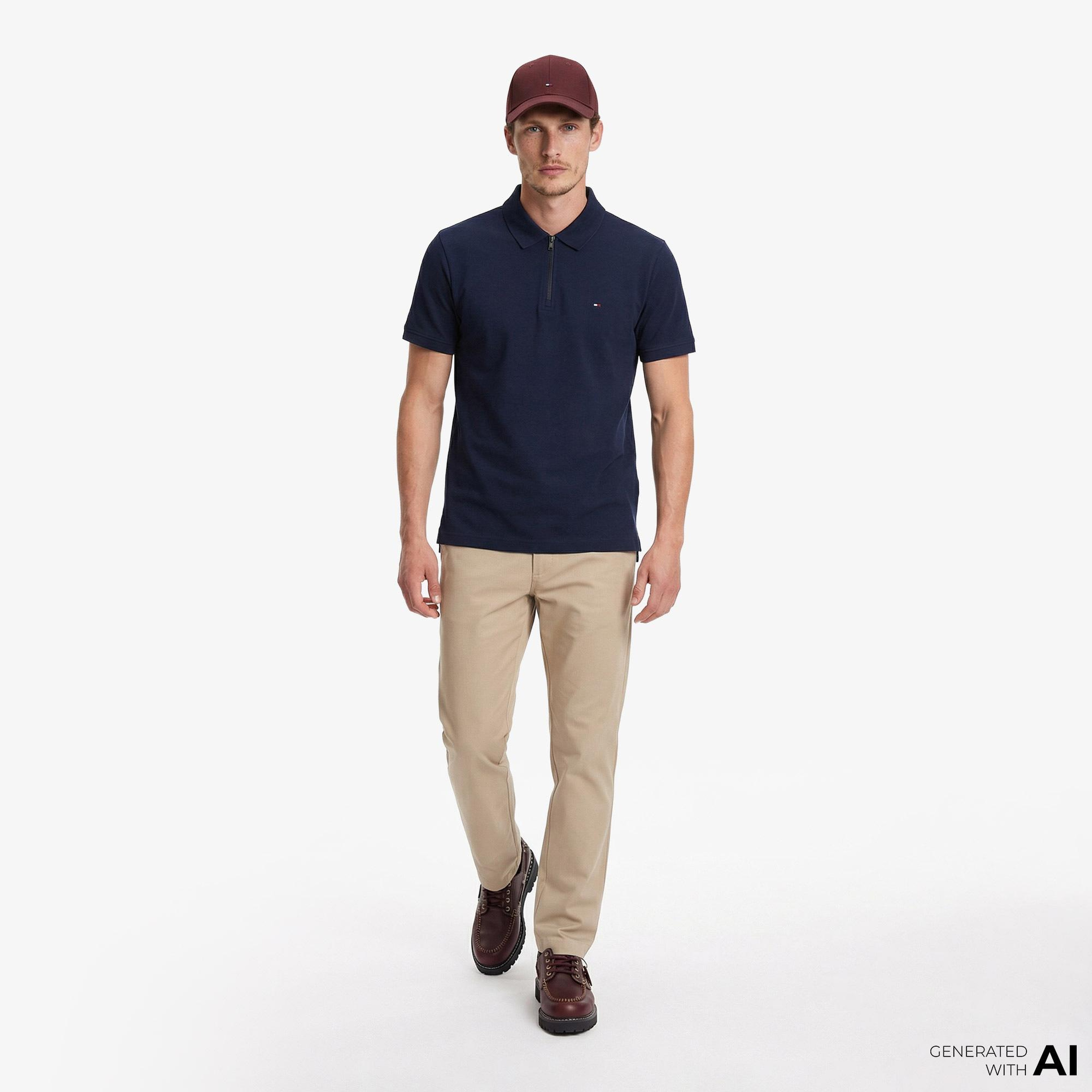 Tommy Hilfiger Elevated Essentials Erkek Lacivert Polo Yaka T-Shirt