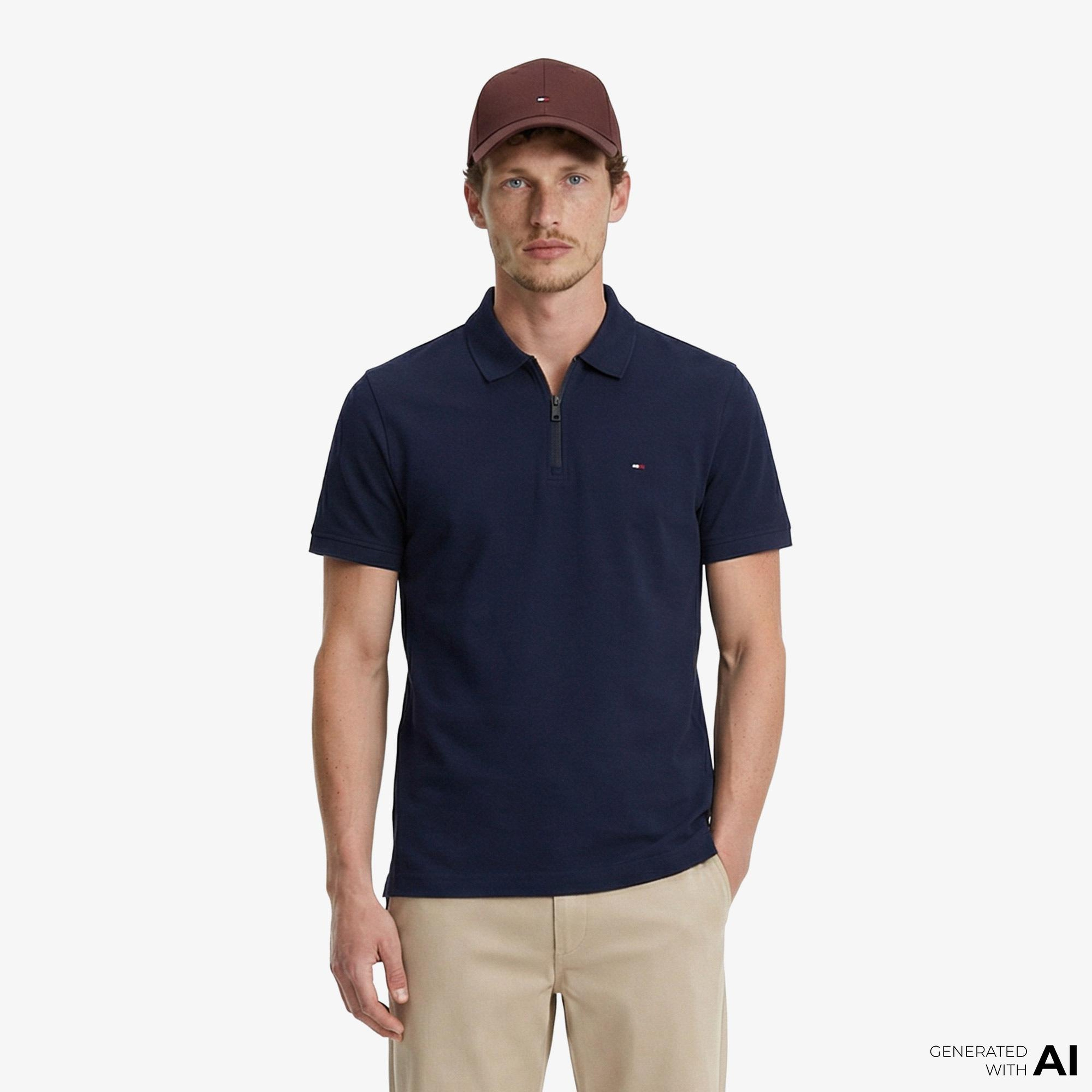 Tommy Hilfiger Elevated Essentials Erkek Lacivert Polo Yaka T-Shirt