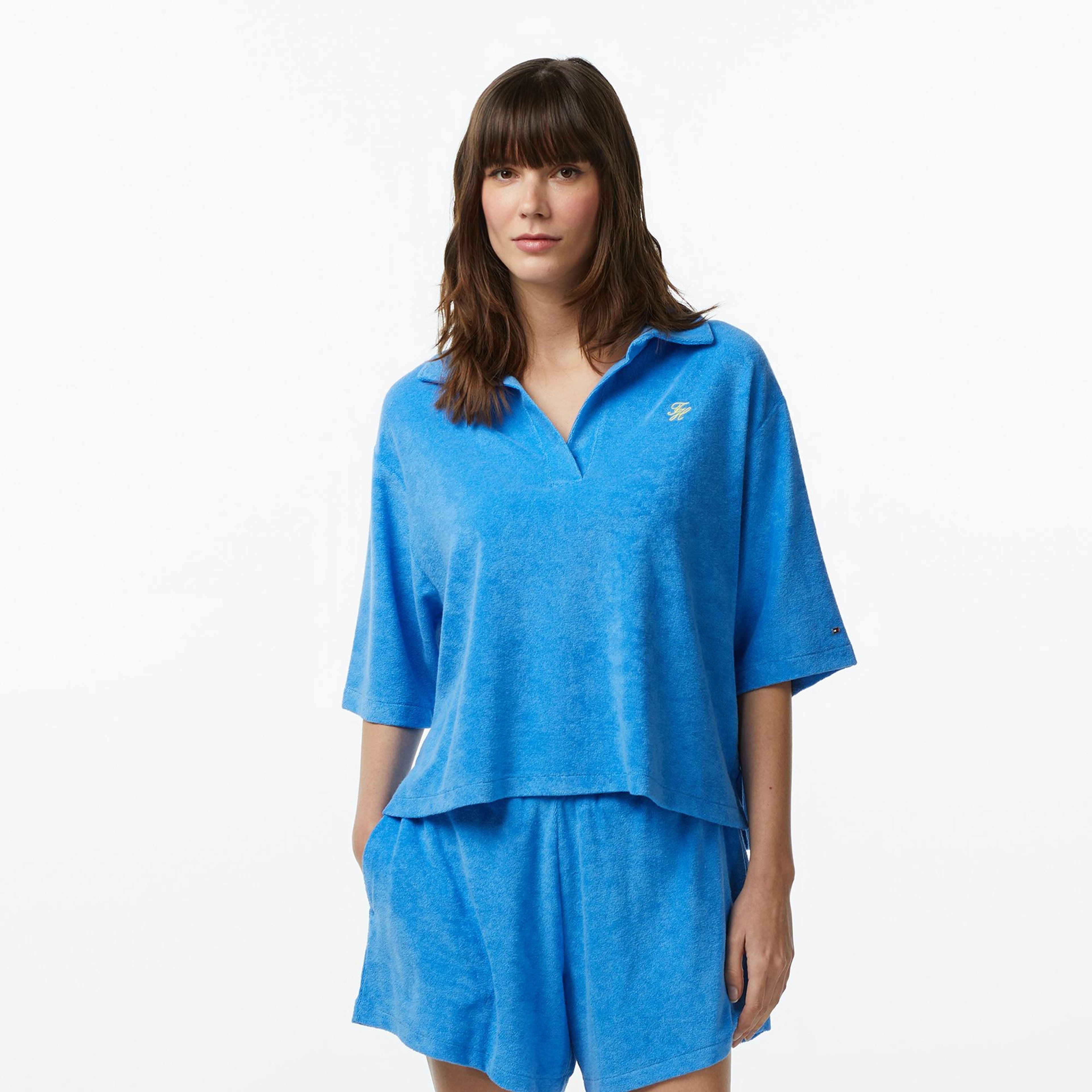 Tommy Hilfiger Cover Up Kadın Mavi Crop T-Shirt