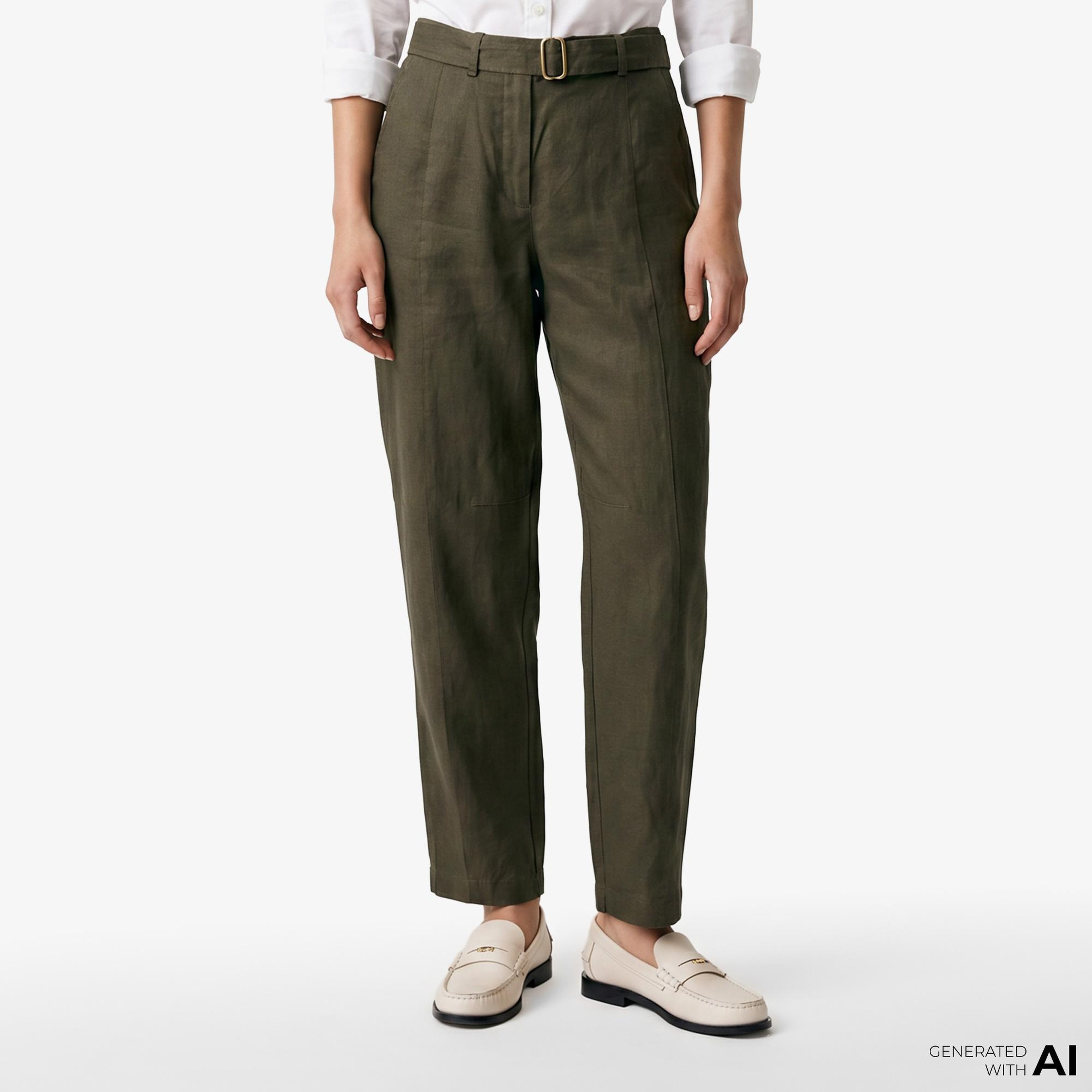 Tommy Hilfiger Linen Utility Kadın Yeşil Pantolon