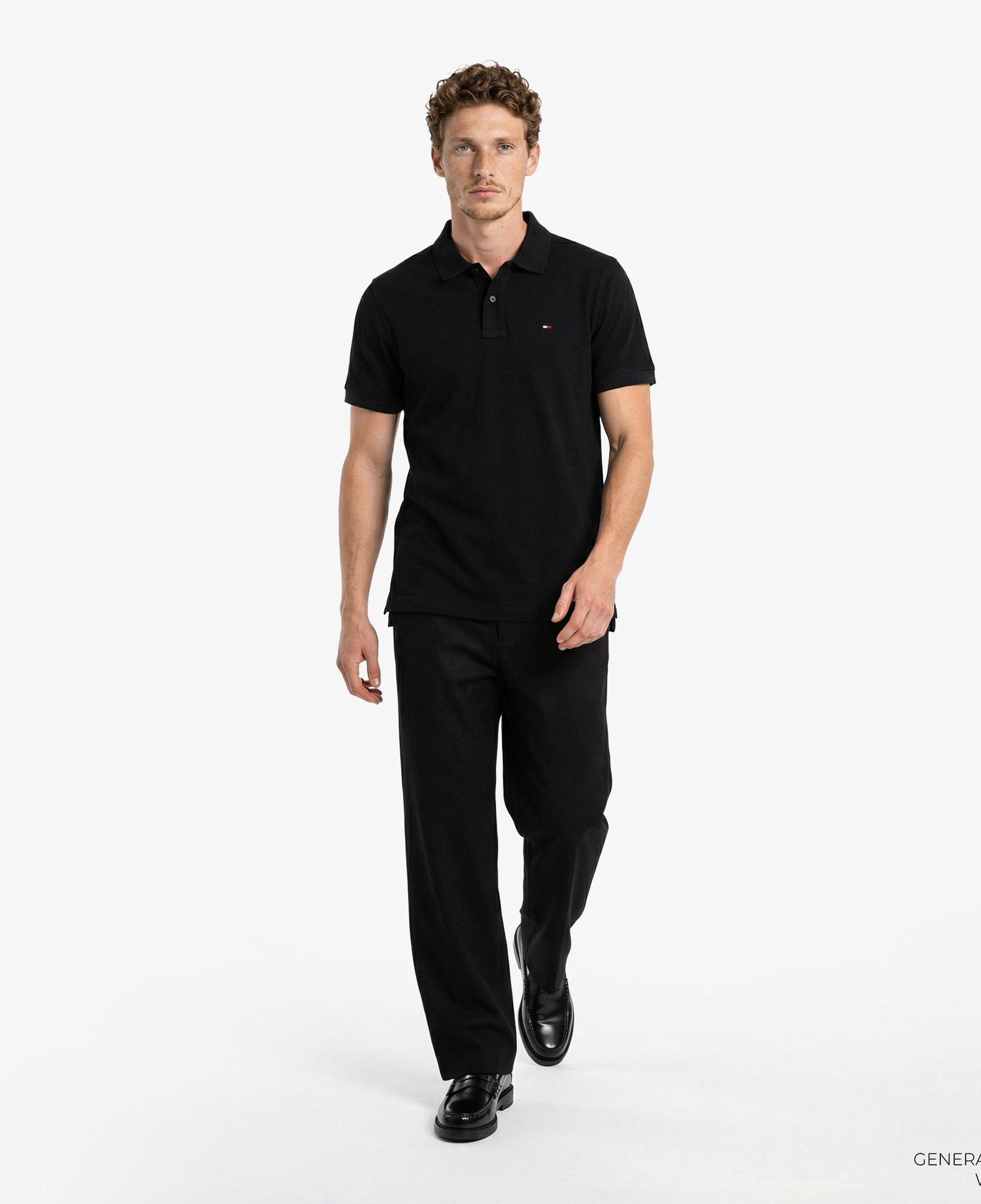 Tommy Hilfiger Classic Flag Erkek Siyah Polo Yaka T-Shirt