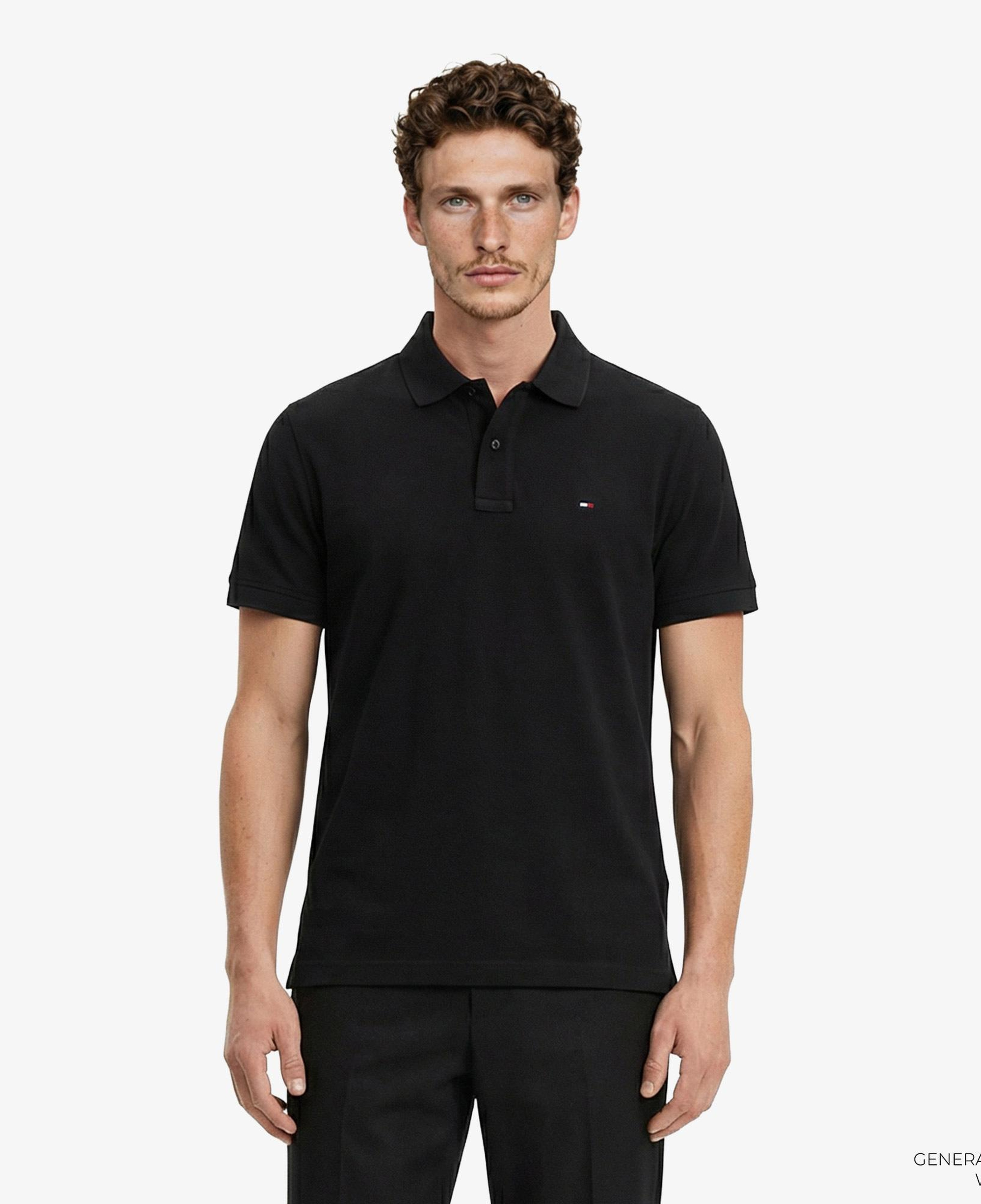 Tommy Hilfiger Classic Flag Erkek Siyah Polo Yaka T-Shirt
