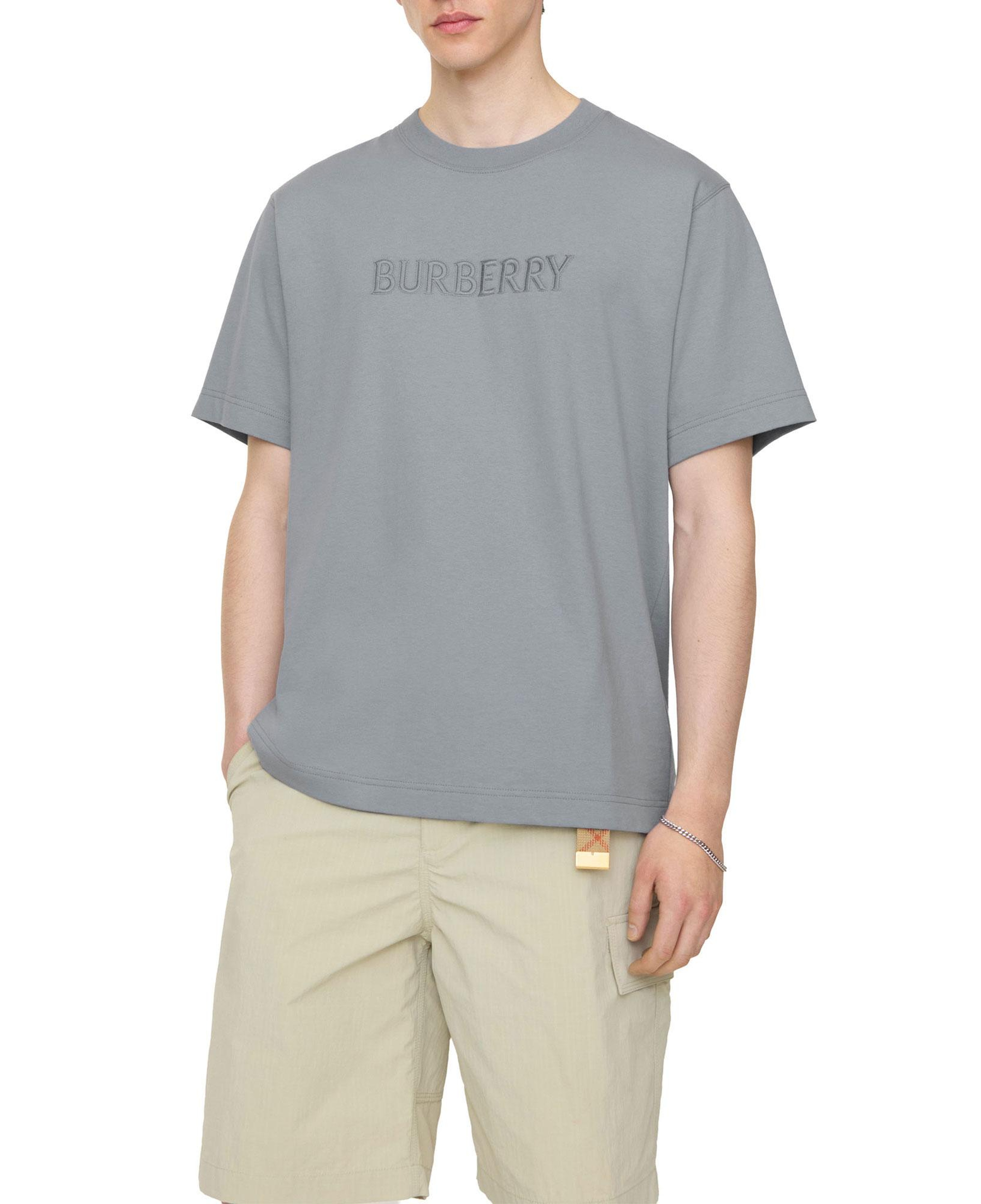 Burberry Logo Cotton Erkek Gri T-Shirt