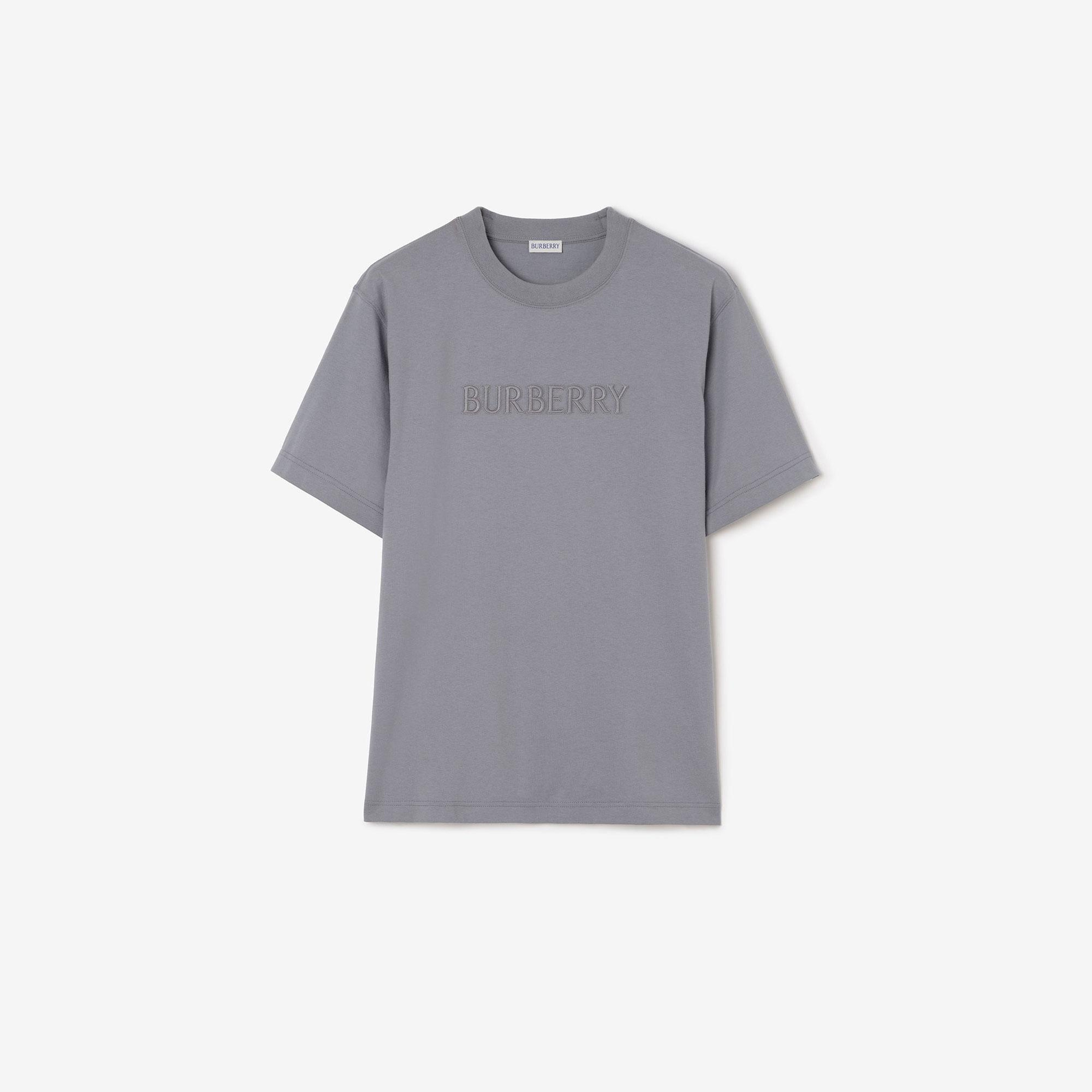 Burberry Logo Cotton Erkek Gri T-Shirt