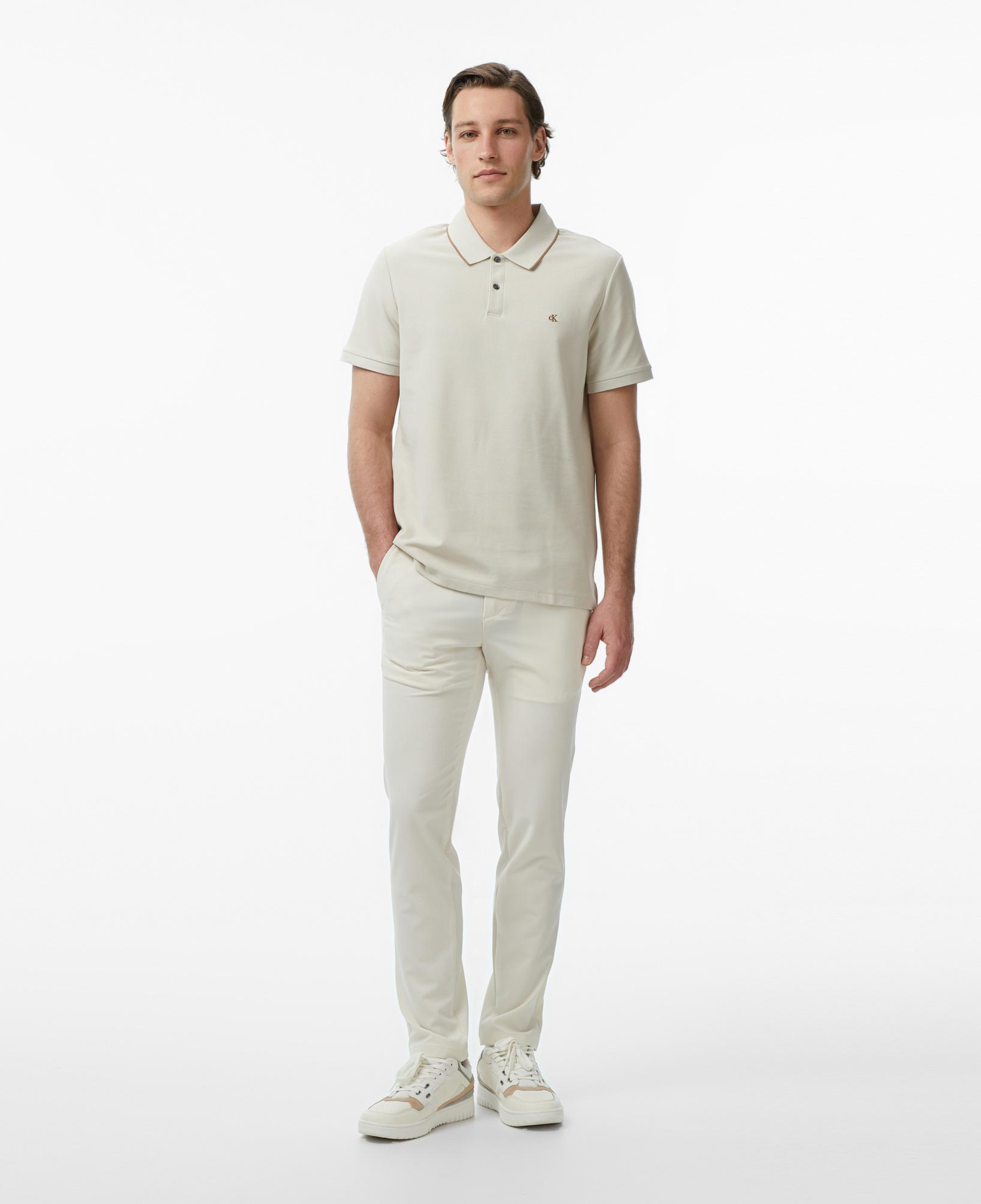 Calvin Klein Refined Pique Tipped Classic Erkek Bej Polo
