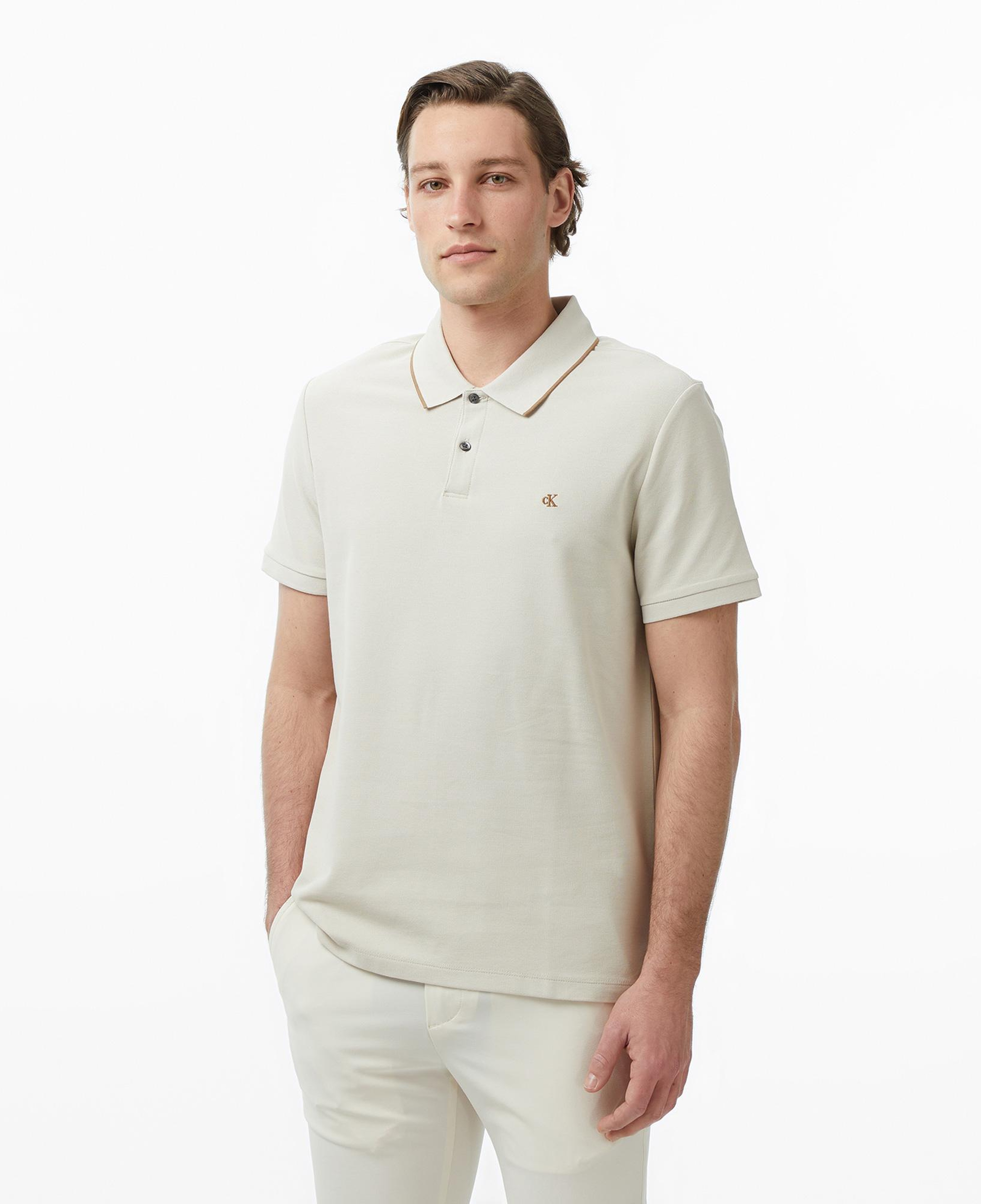 Calvin Klein Refined Pique Tipped Classic Erkek Bej Polo