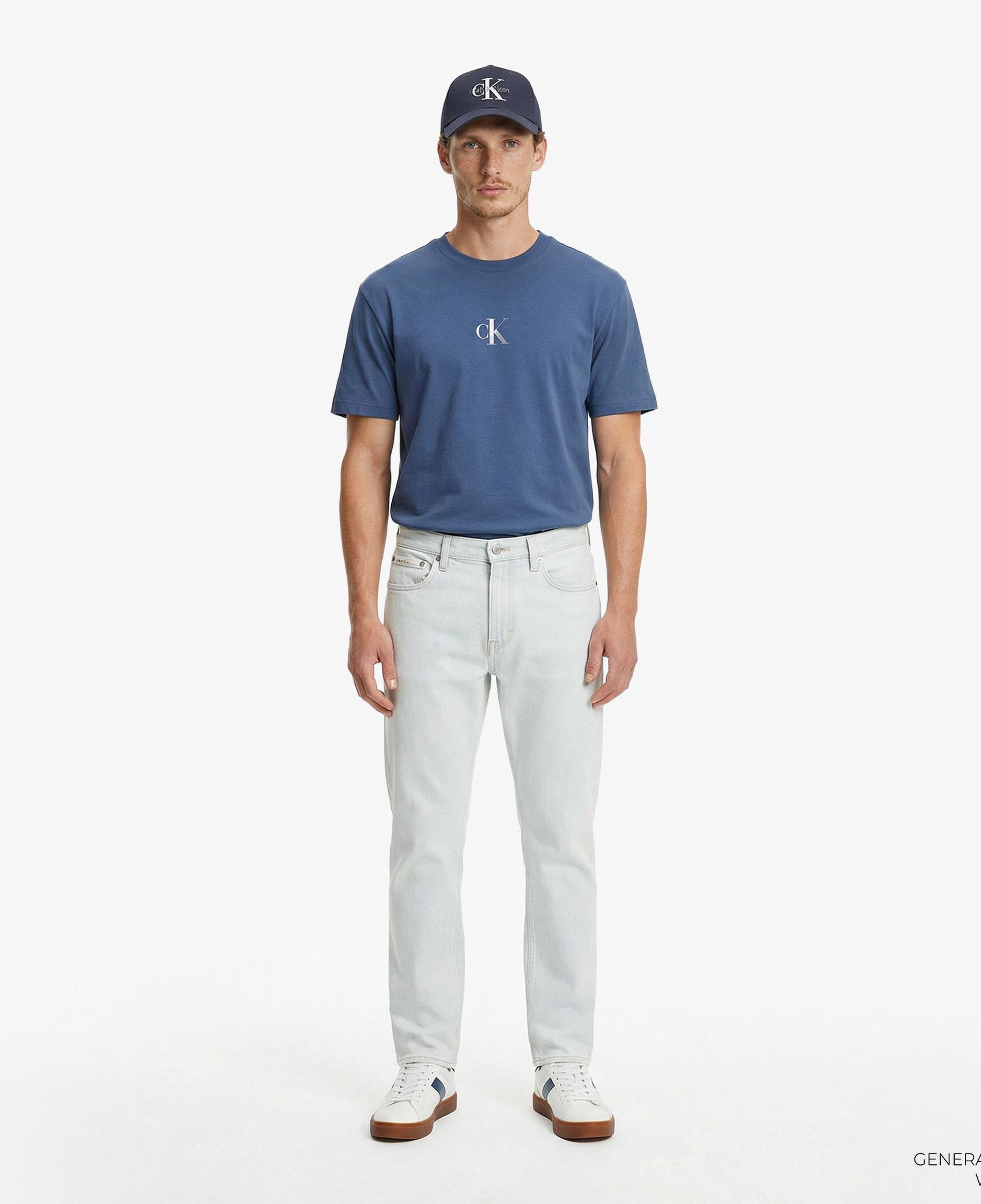 Calvin Klein Standard Straight Bleachout 205 Erkek Mavi Jean