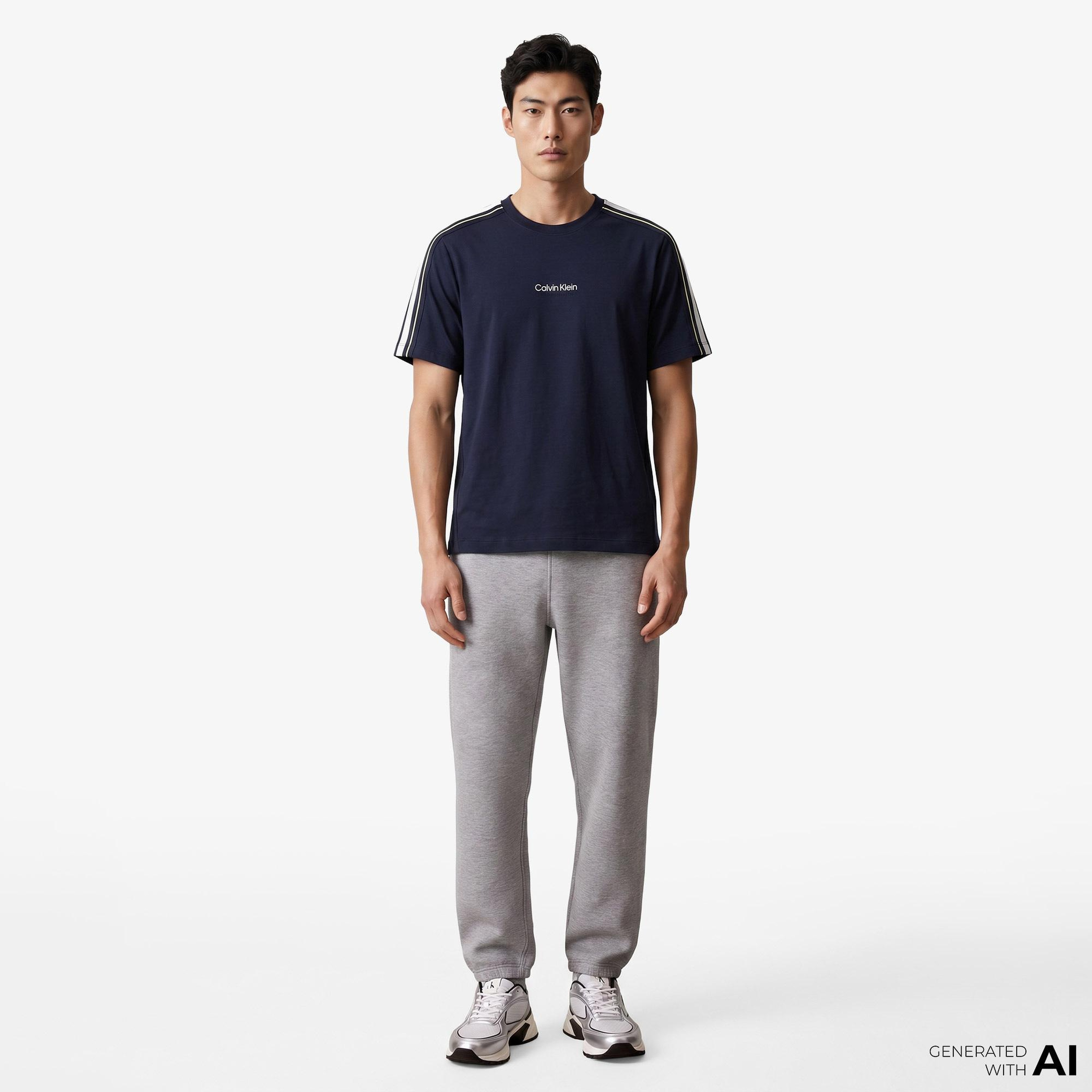 Calvin Klein Tape Erkek Mavi T-Shirt