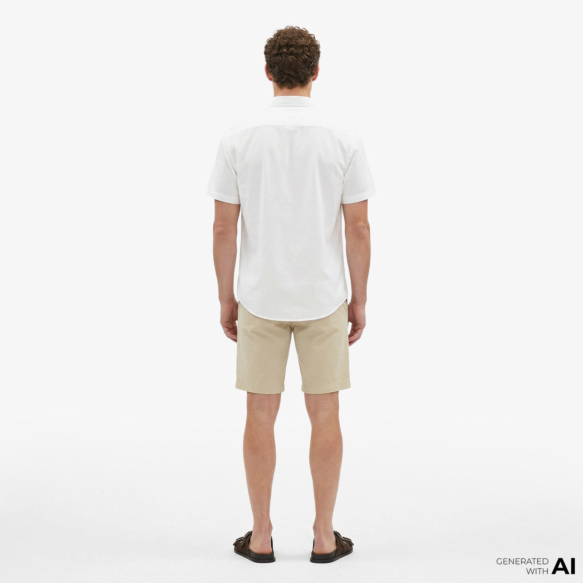 Calvin Klein Solid Causal Linen Classic Erkek Beyaz Gömlek