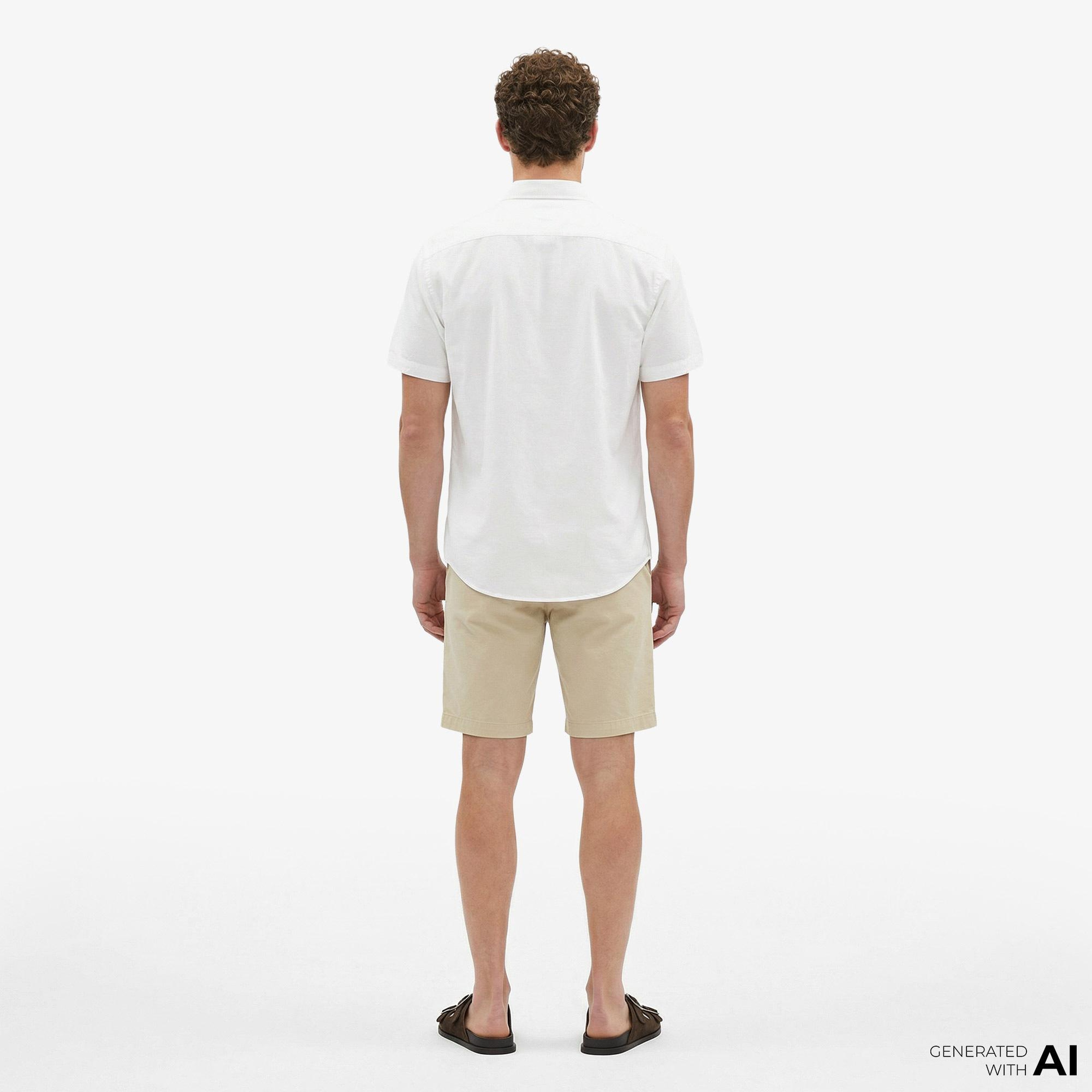 Calvin Klein Solid Causal Linen Classic Erkek Beyaz Gömlek