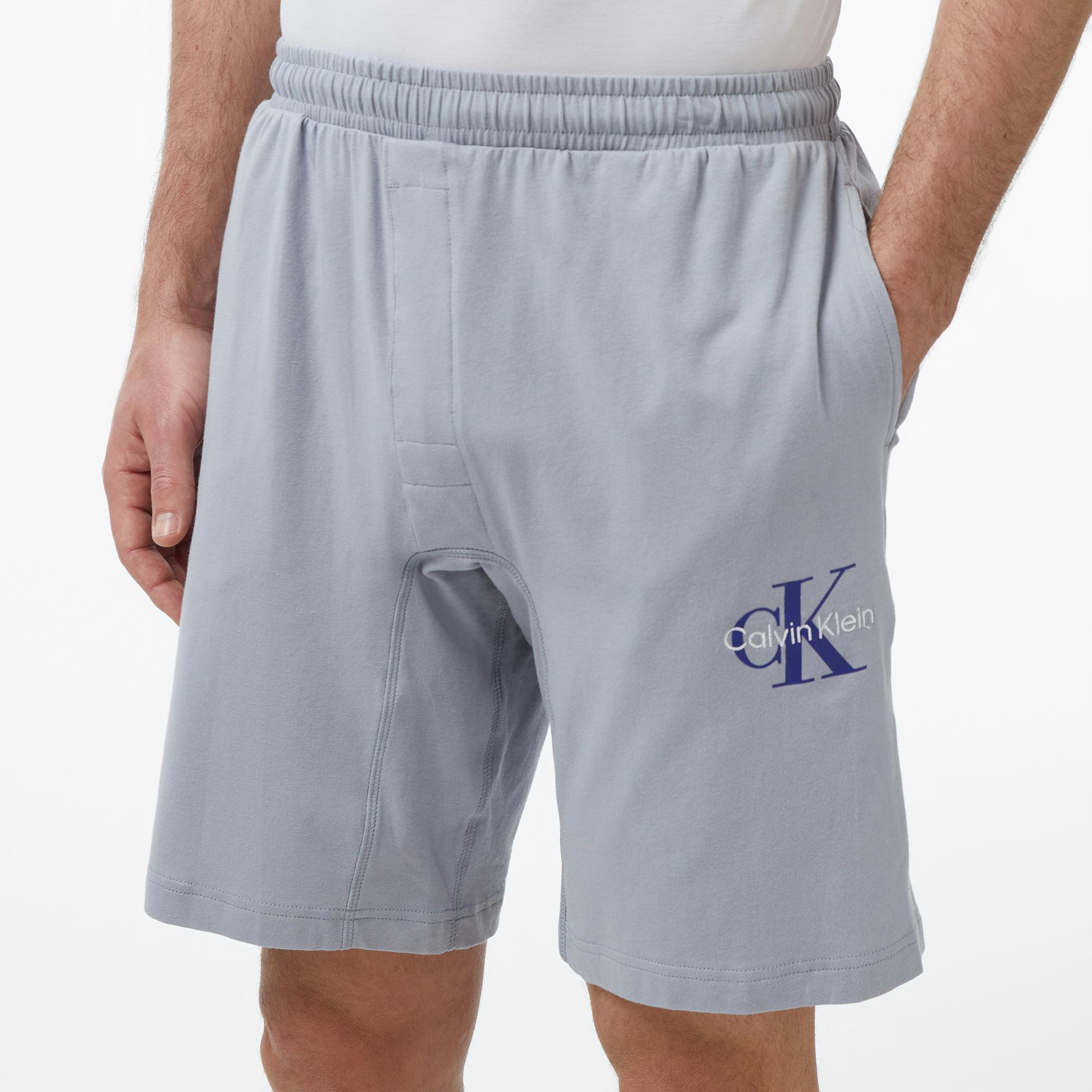 Calvin Klein Monogram Sleep Short Erkek Gri Üst Pijama