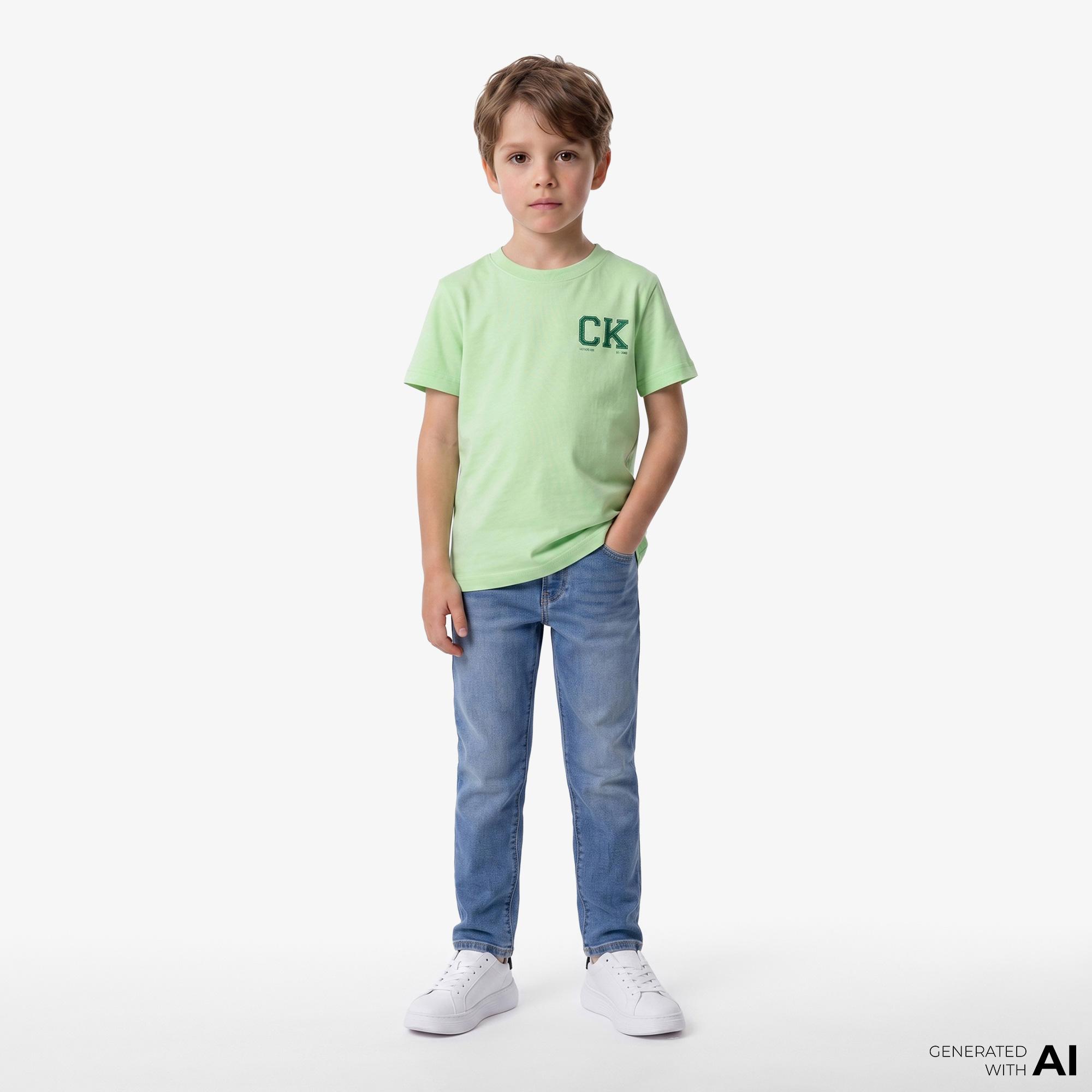 Calvin Klein Chest Logo Çocuk Yeşil T-Shirt
