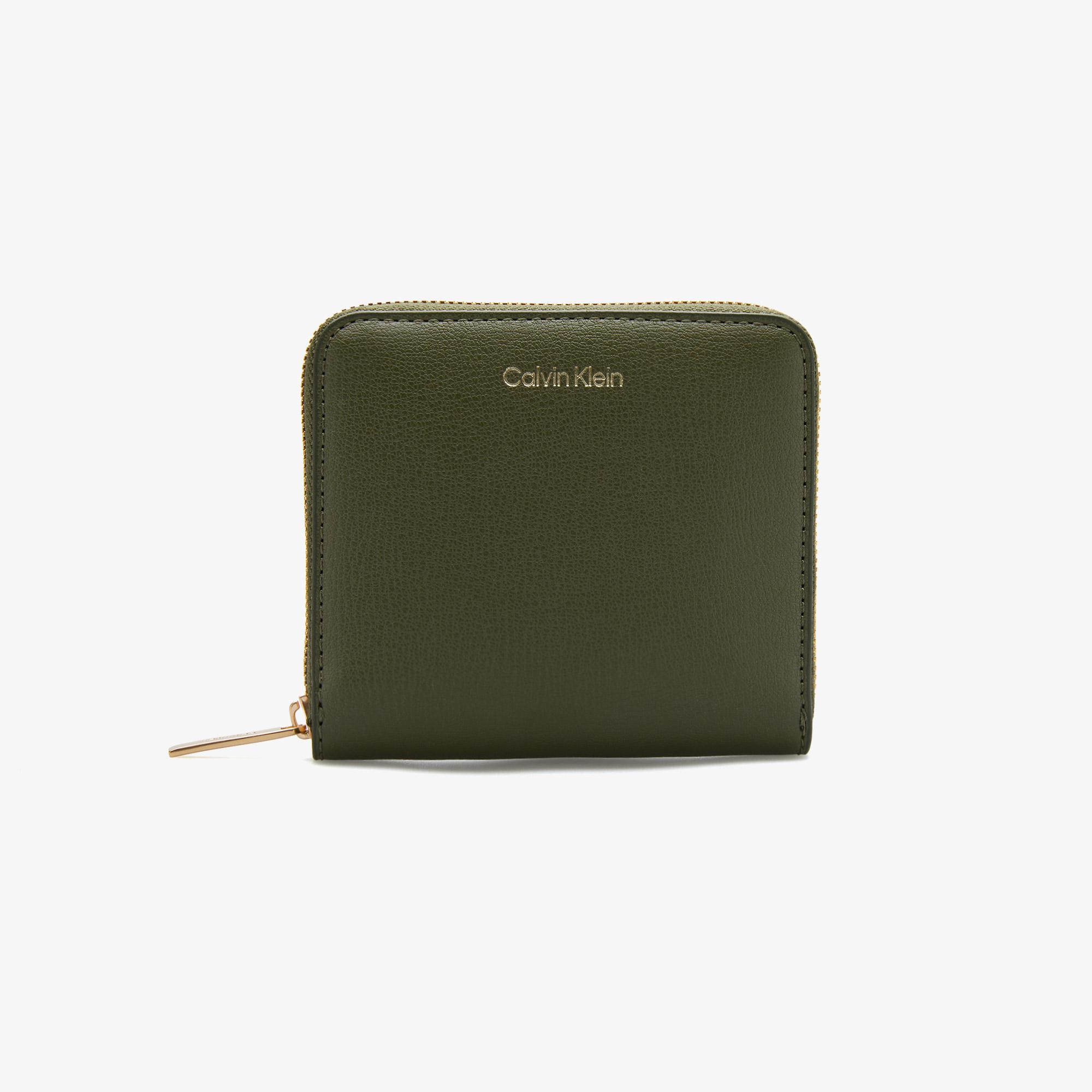 Calvin Klein Foil Logo Medium Zip Around Kadın Haki Cüzdan