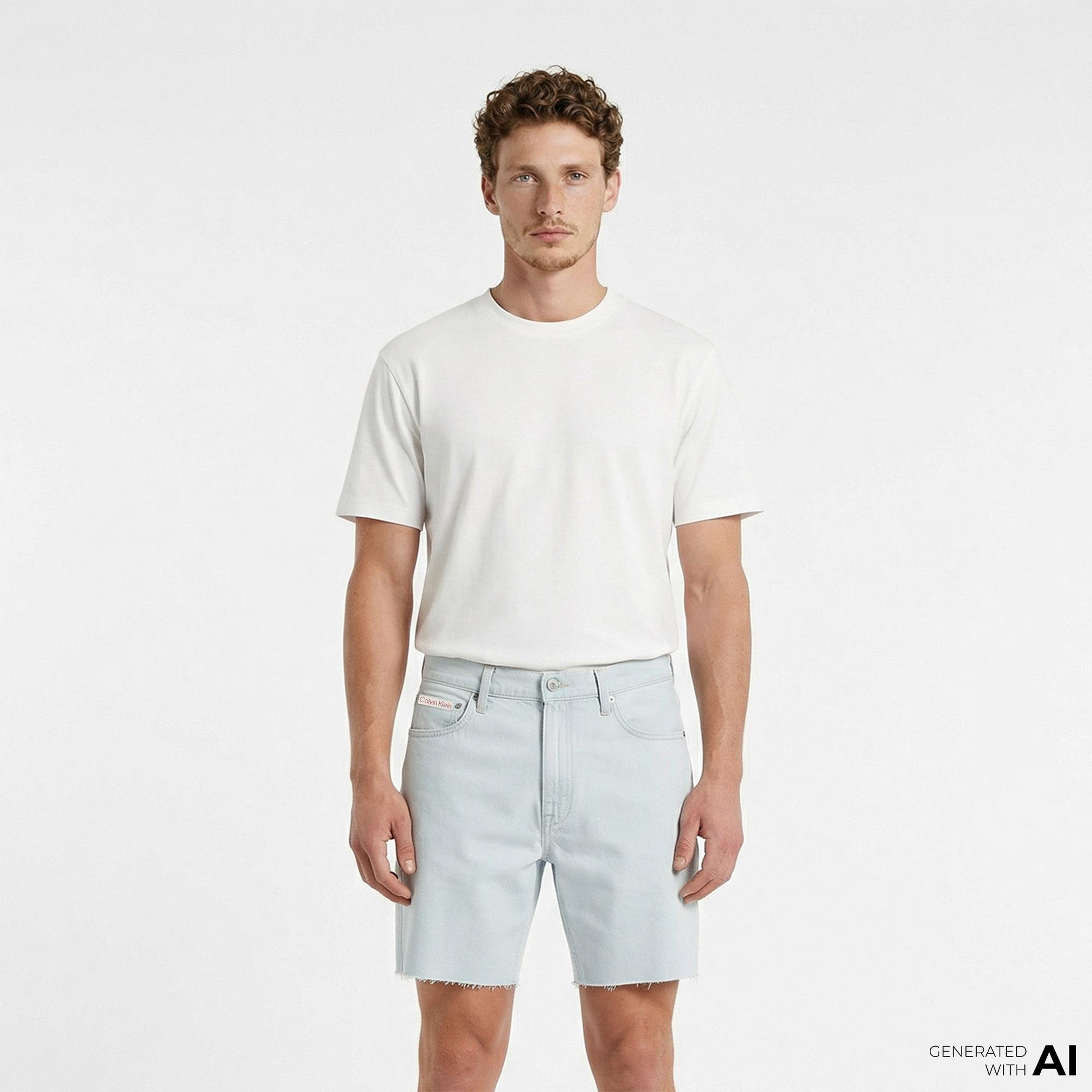 Calvin Klein Classic Bleachout 205 Erkek Mavi Şort