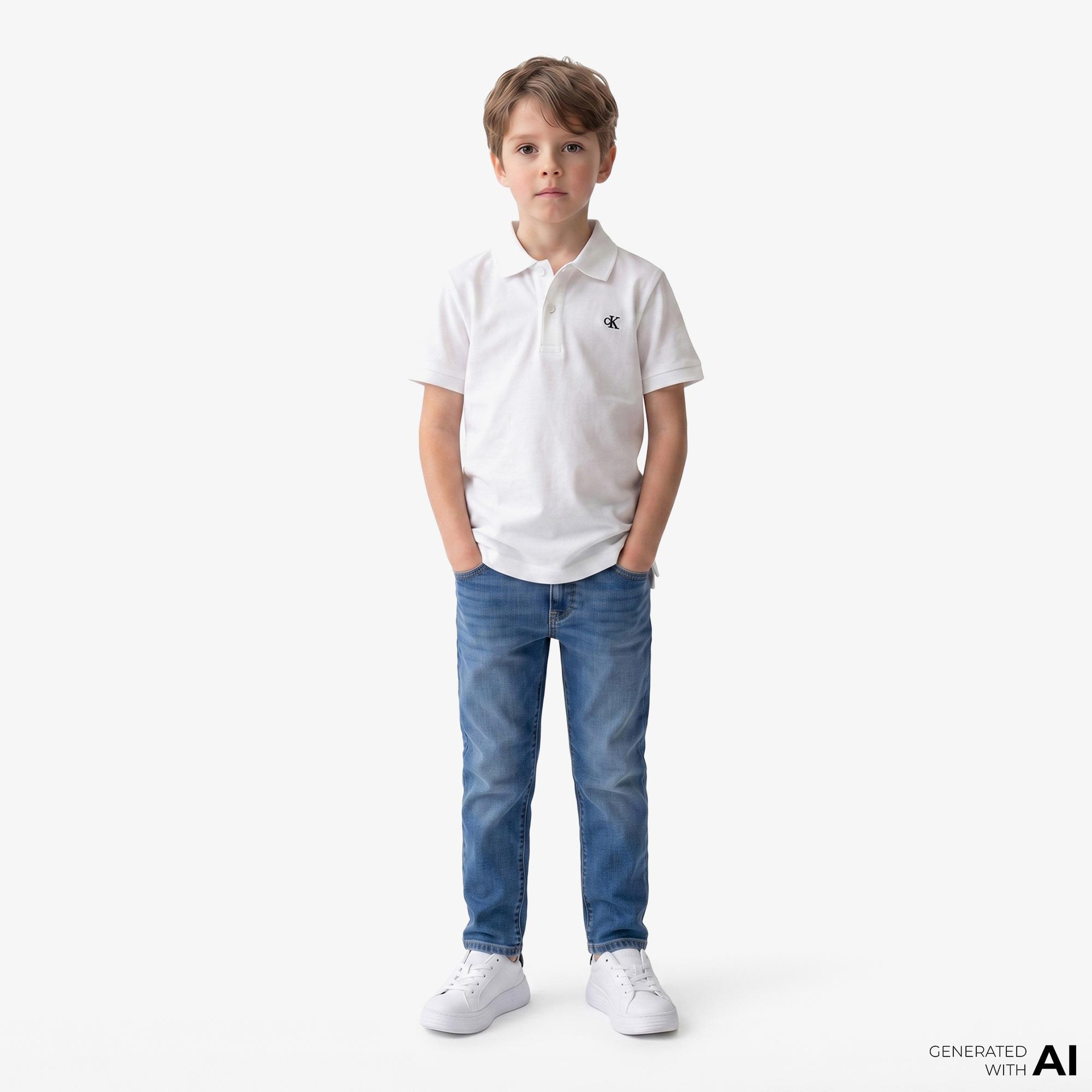 Calvin Klein Solid Çocuk Beyaz Polo