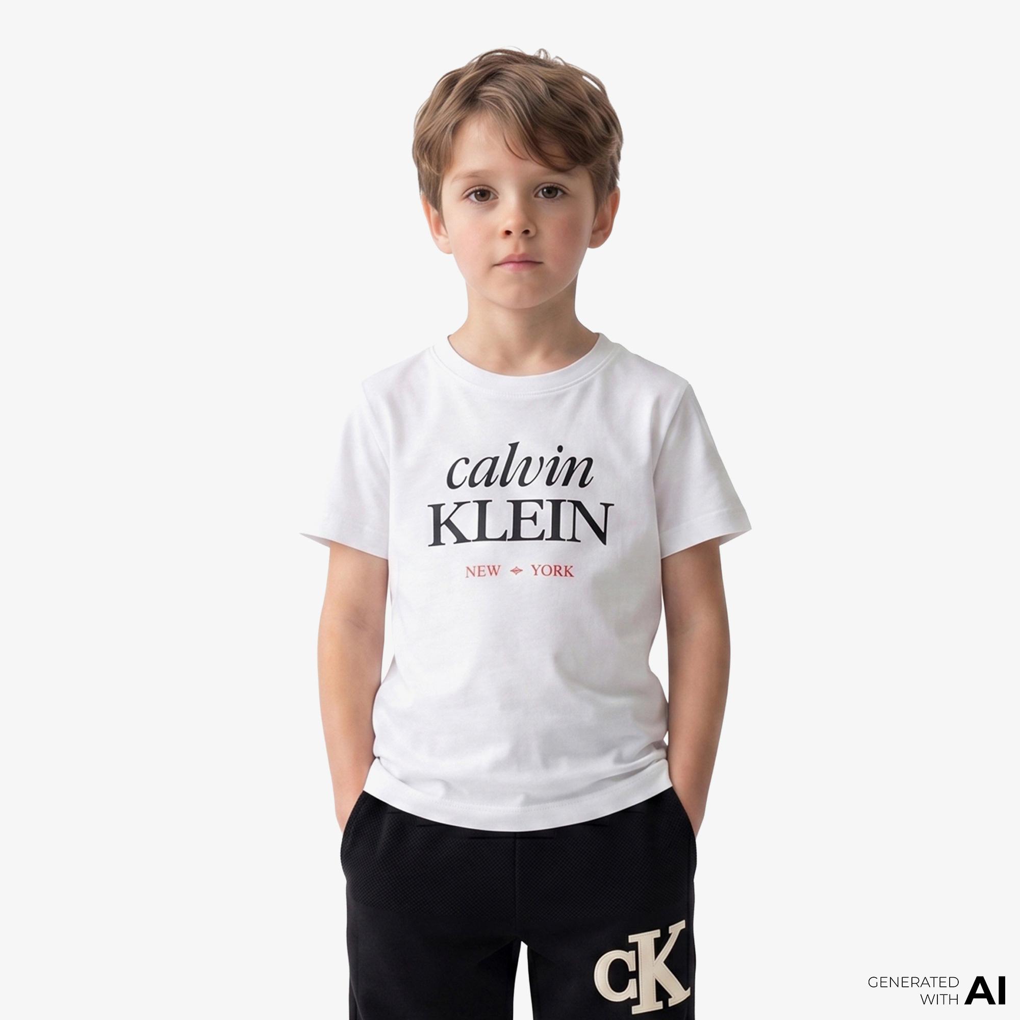 Calvin Klein Logo Çocuk Beyaz T-Shirt
