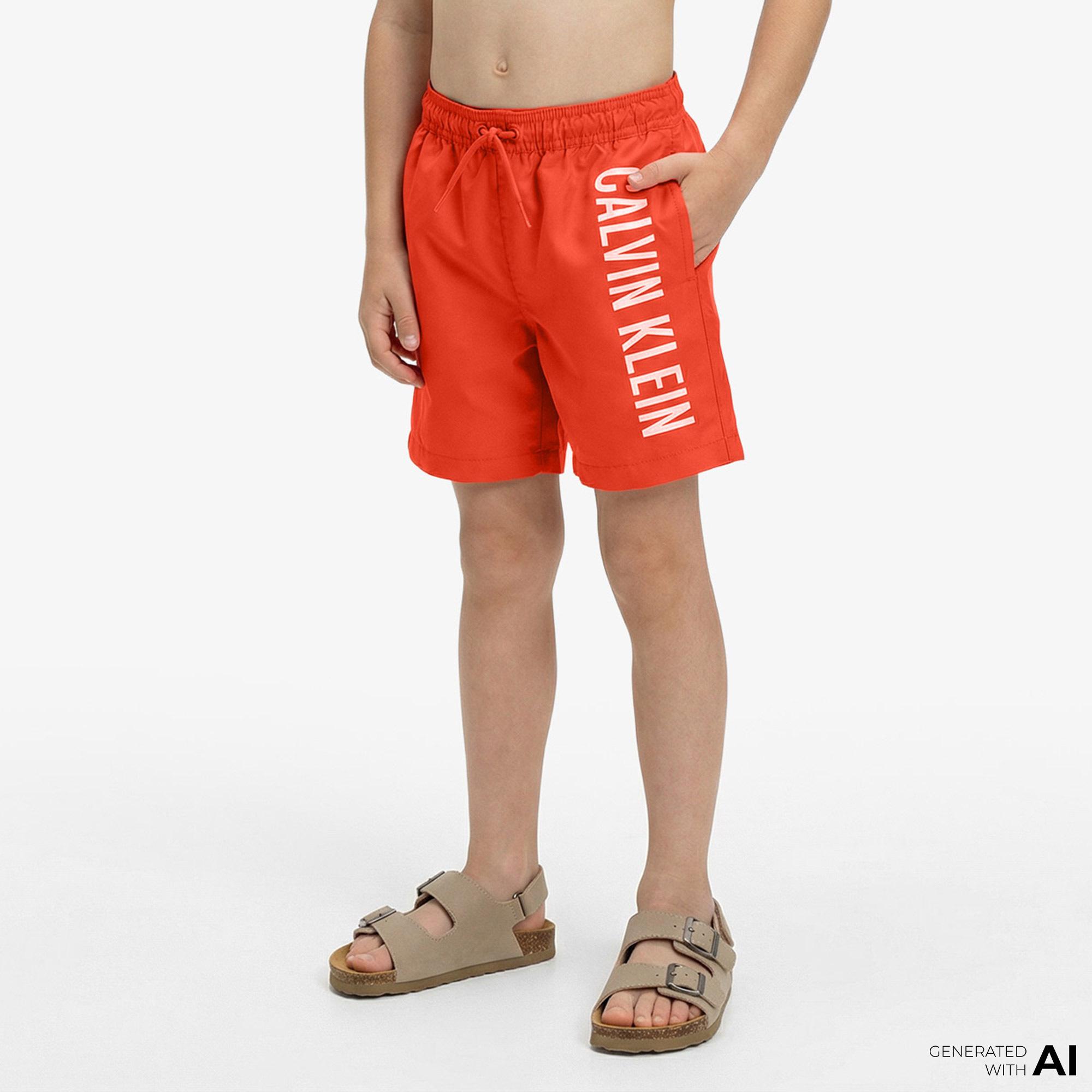 Calvin Klein Medium Drawstring Çocuk Kırmızı Deniz Şortu