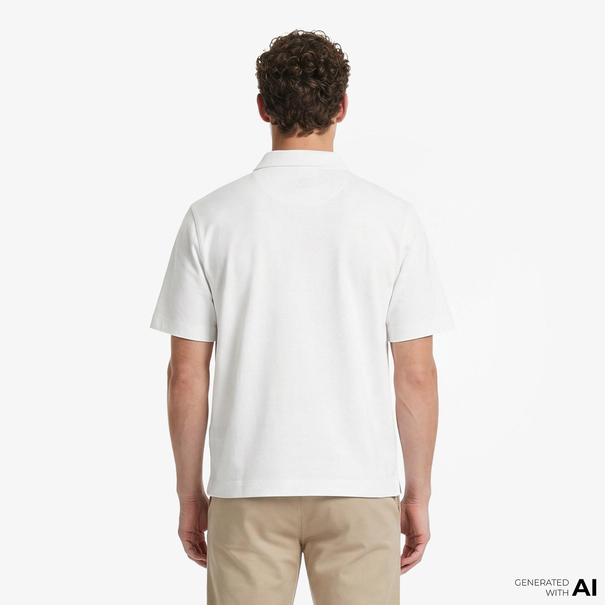 Calvin Klein Cooling Pique Embossed Erkek Beyaz Polo