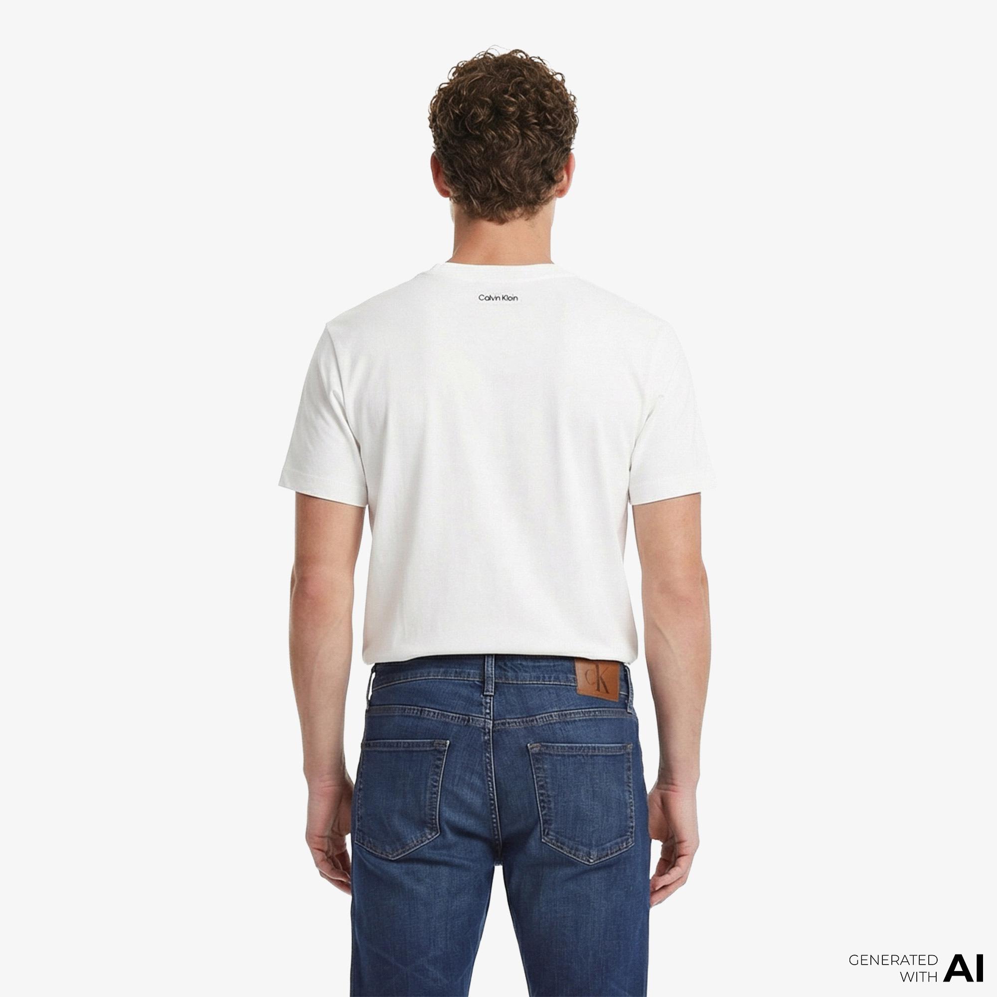 Calvin Klein 20S Easy Collegiate Badge  Erkek Beyaz T-Shirt