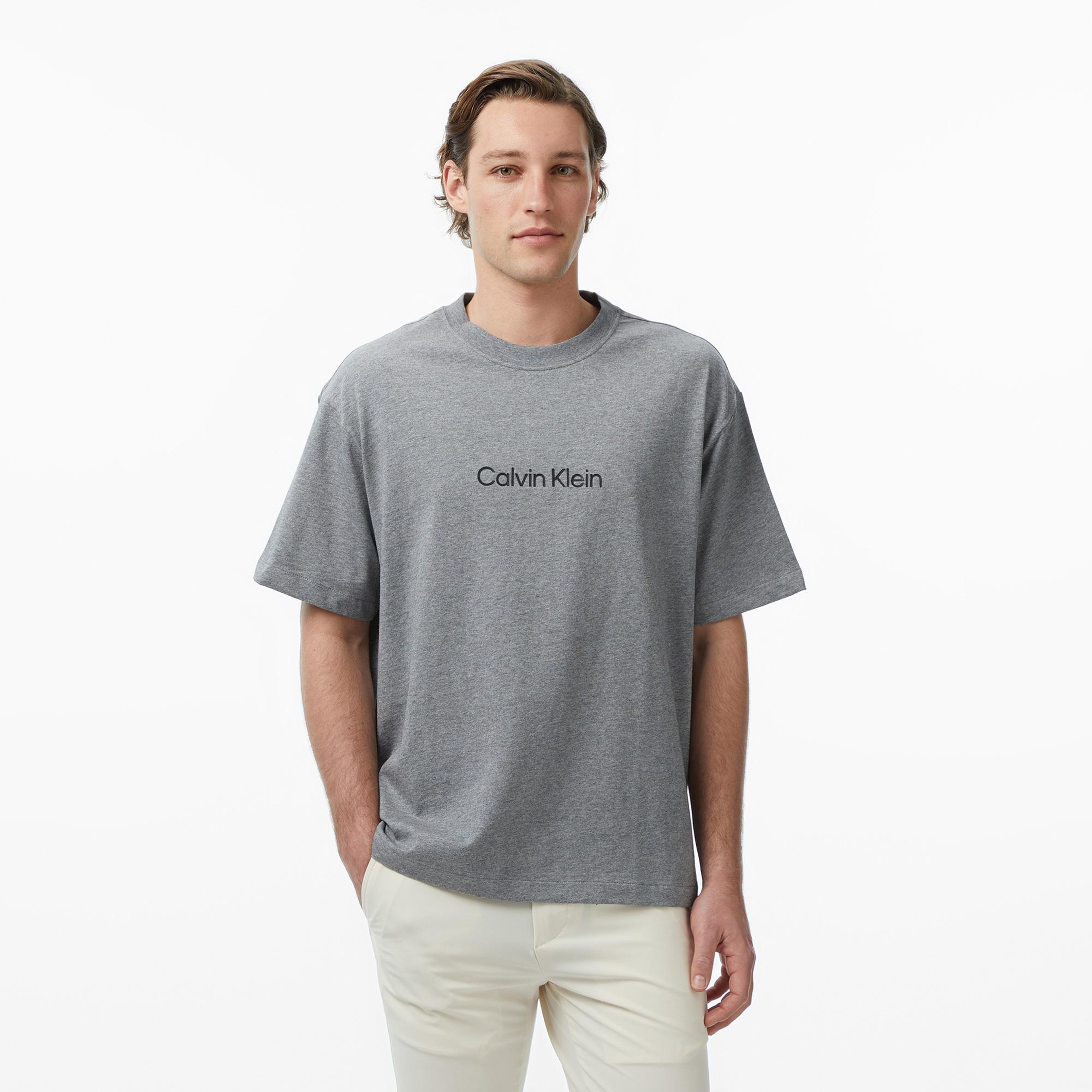 Calvin Klein Relaxed Standard Logo Crewnk  Erkek Gri T-Shirt