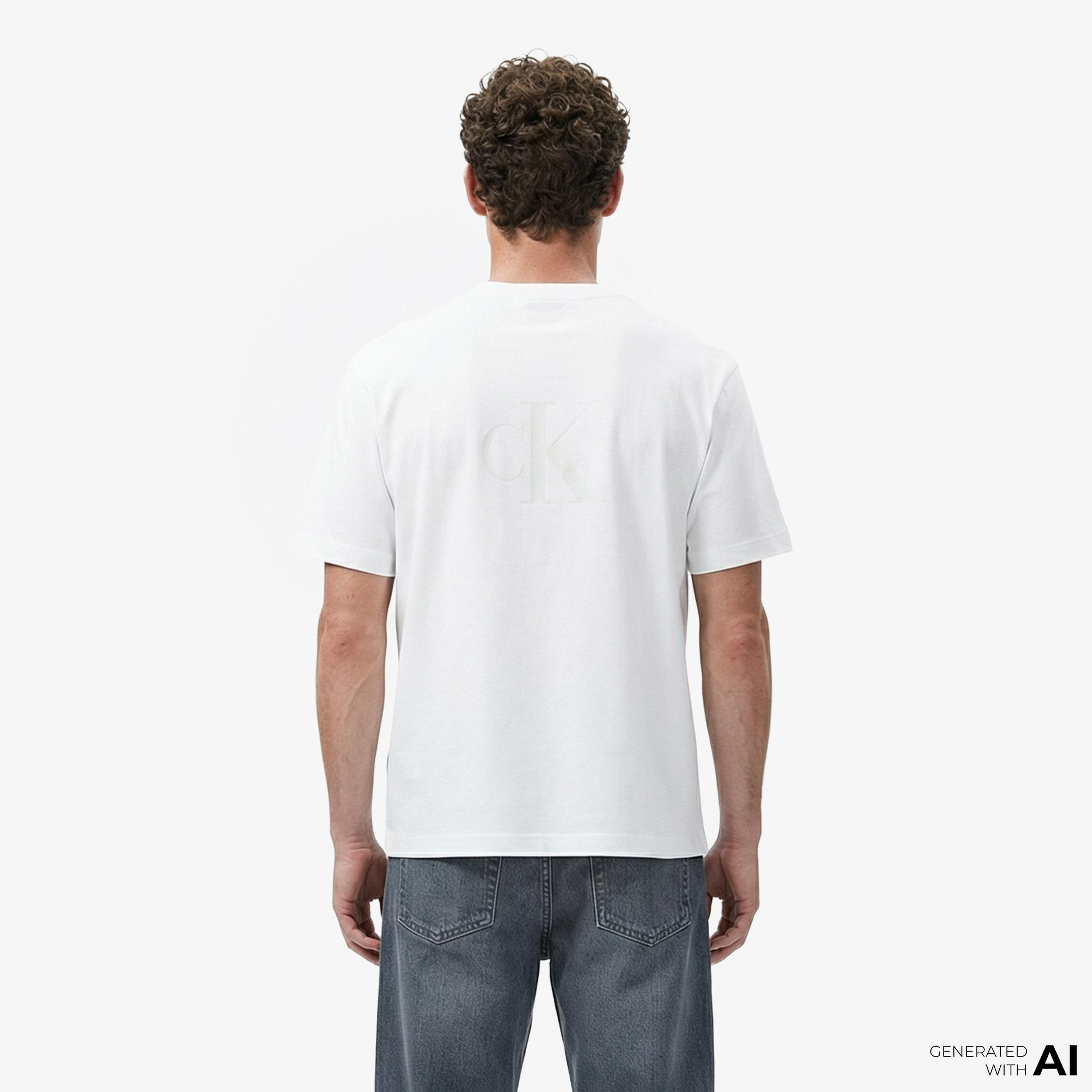 Calvin Klein 16S Elevated Monologo Erkek Beyaz T-Shirt