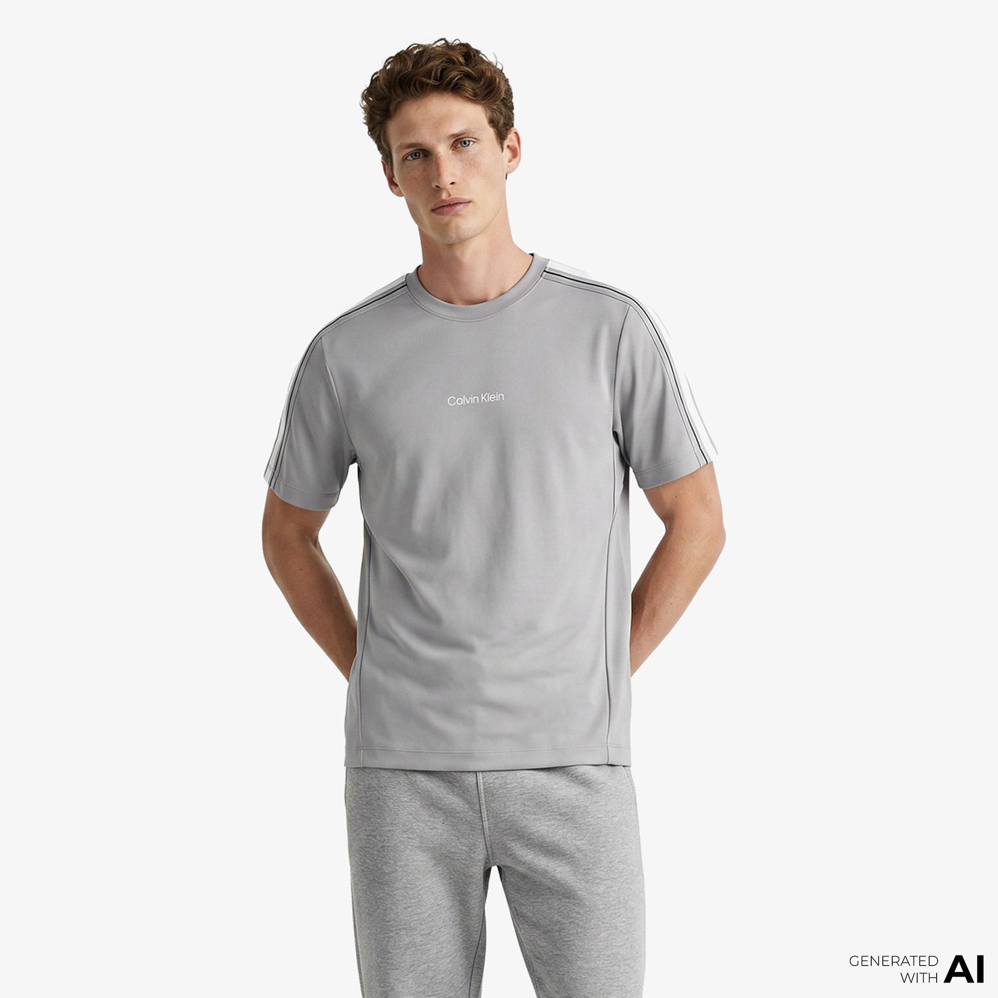 Calvin Klein Tape Erkek Gri T-Shirt