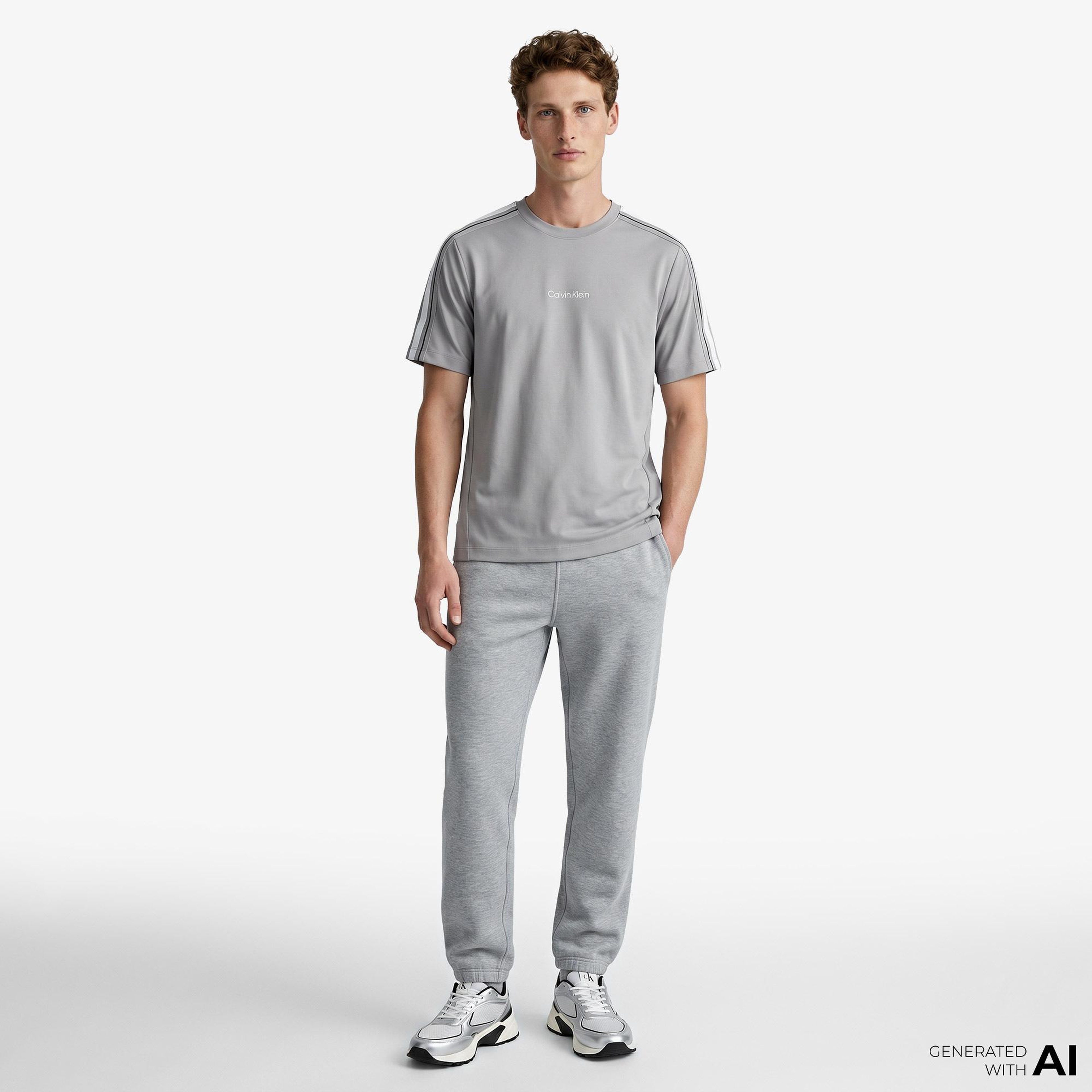 Calvin Klein Tape Erkek Gri T-Shirt