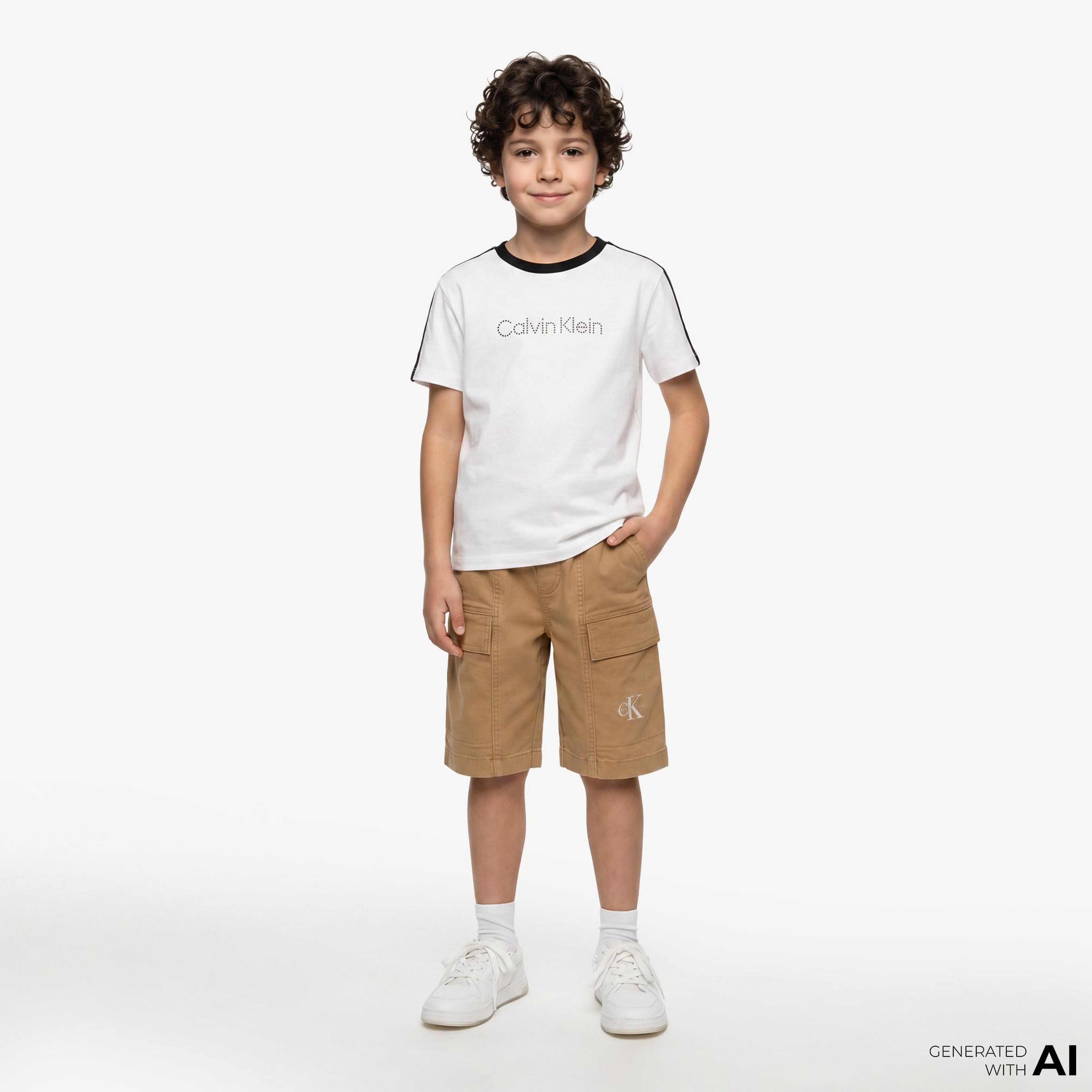 Calvin Klein Taping Çocuk Beyaz T-Shirt