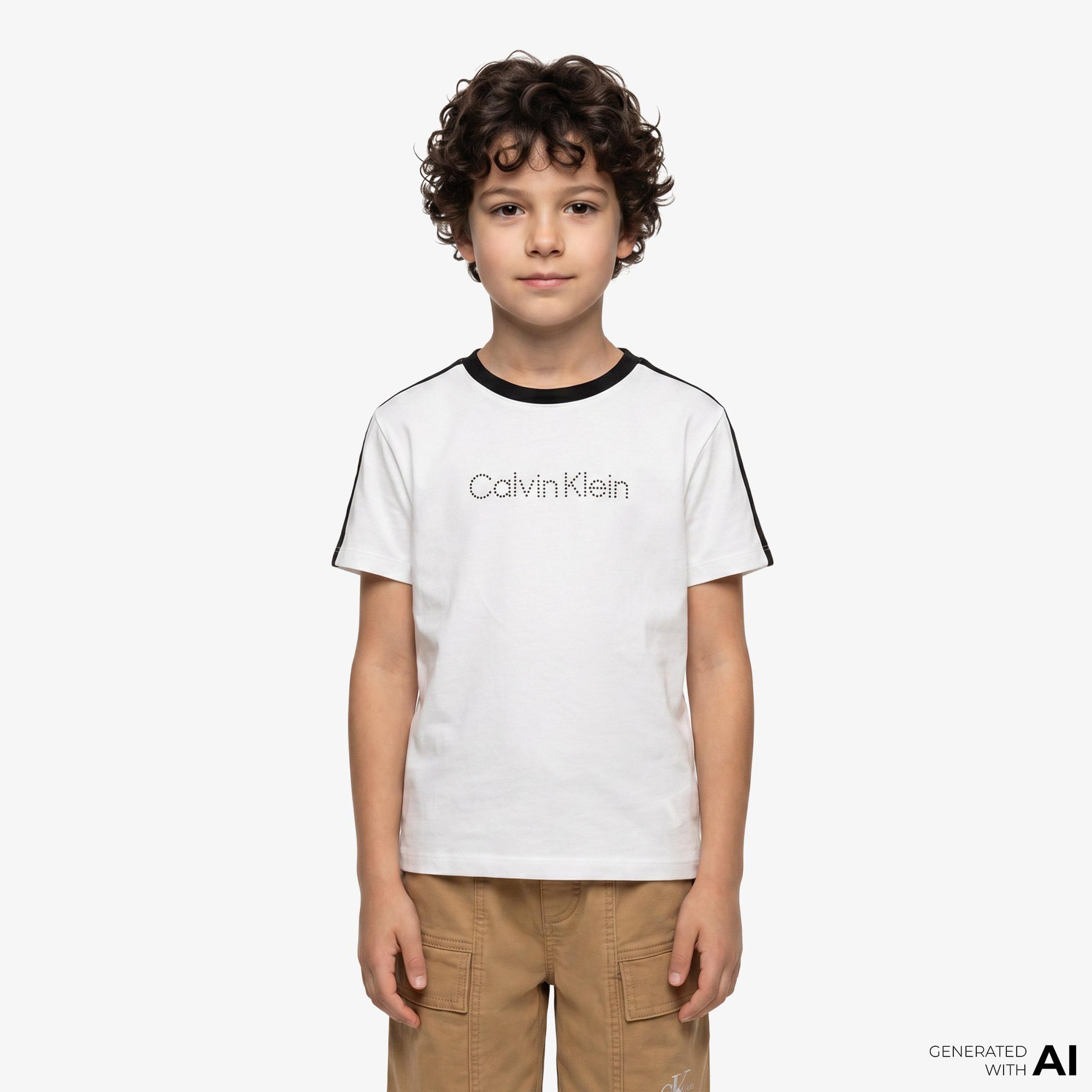 Calvin Klein Taping Çocuk Beyaz T-Shirt